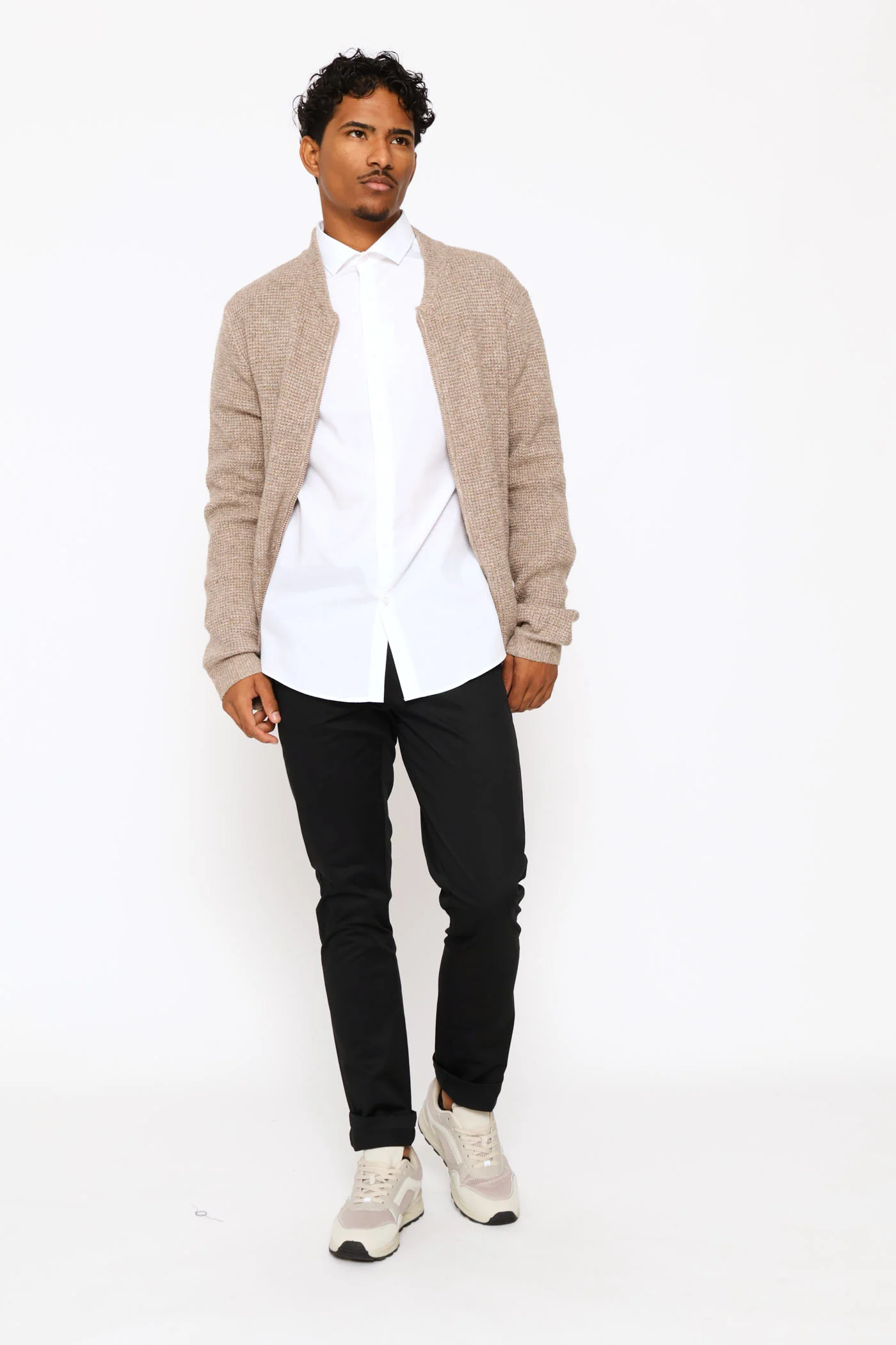 Long Sleeve Knitwear Jacket - Taupe - Image 5