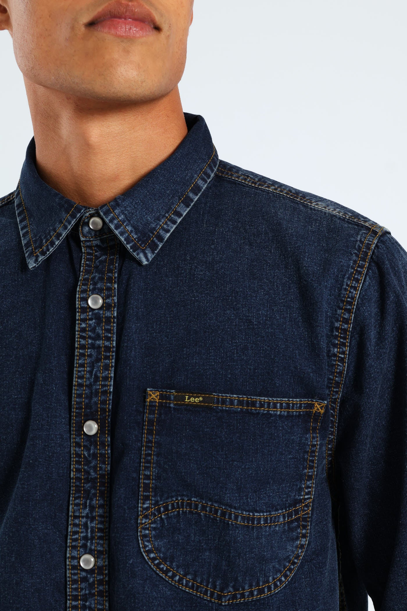 Long Sleeve Lazy Denim Shirt - Stonewash - Image 2