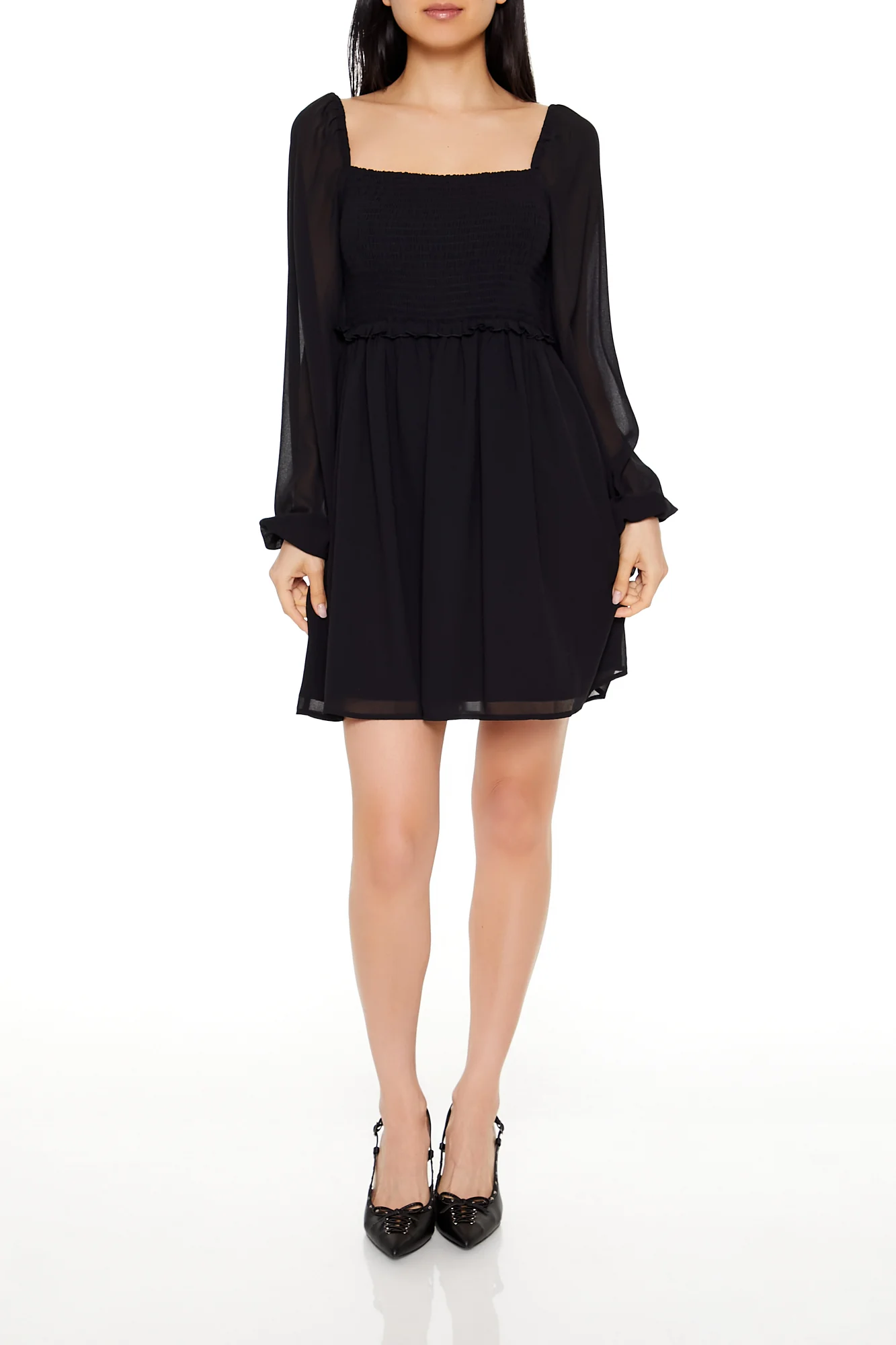 Long Sleeve Mini Dress - Black - Image 2