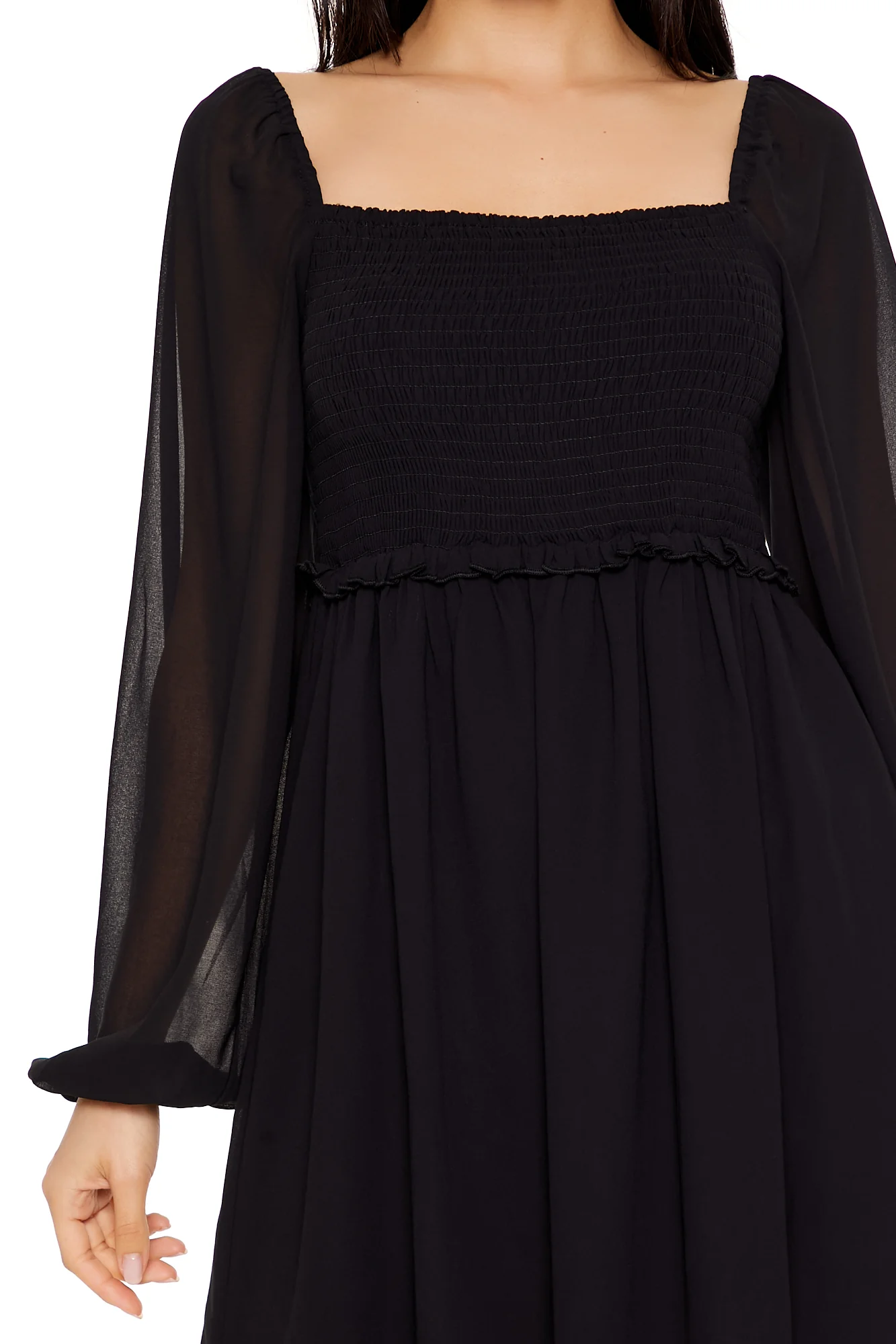 Long Sleeve Mini Dress - Black - Image 5