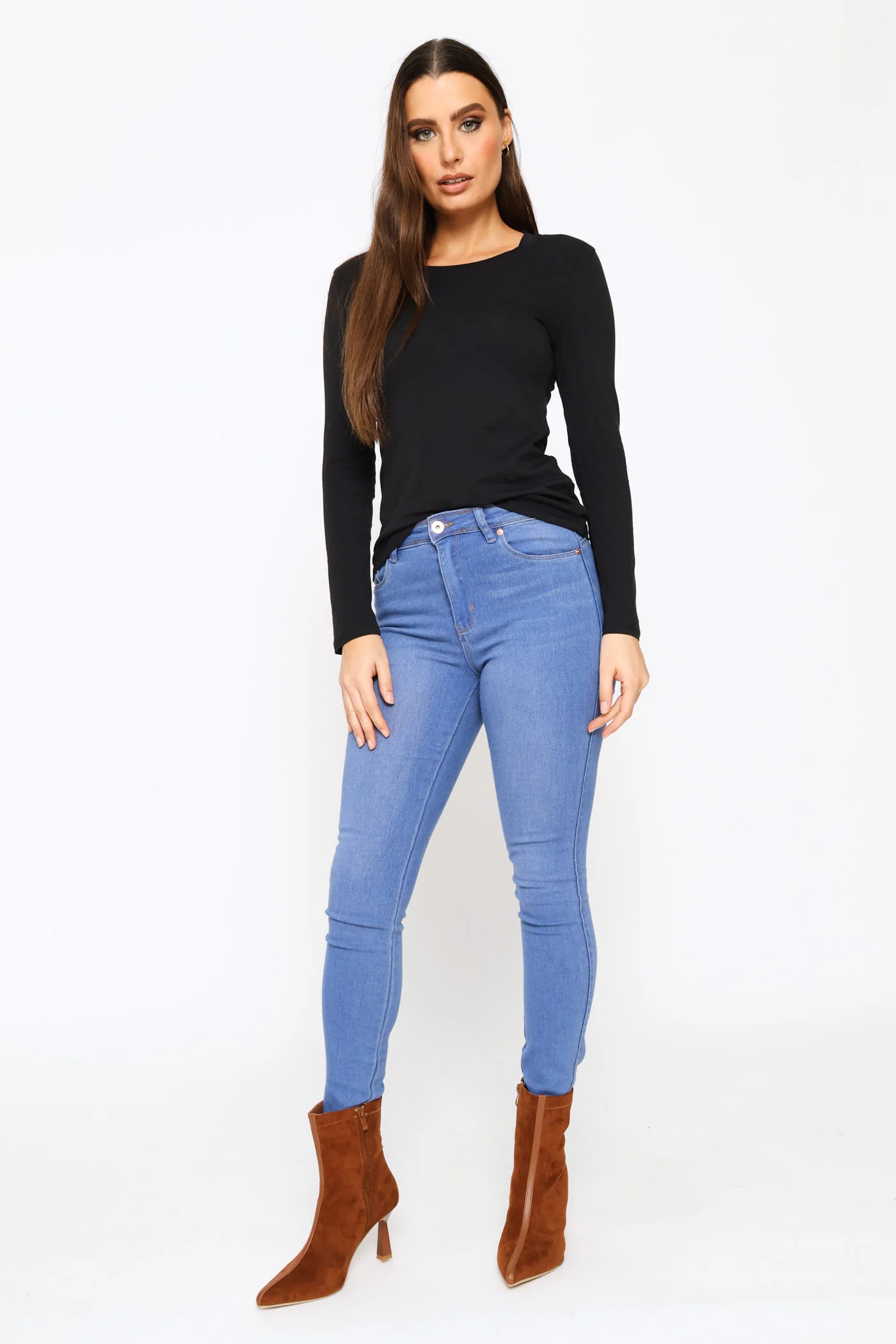 Long Sleeve Modal Blend Regular T-Shirt - Black - Image 4