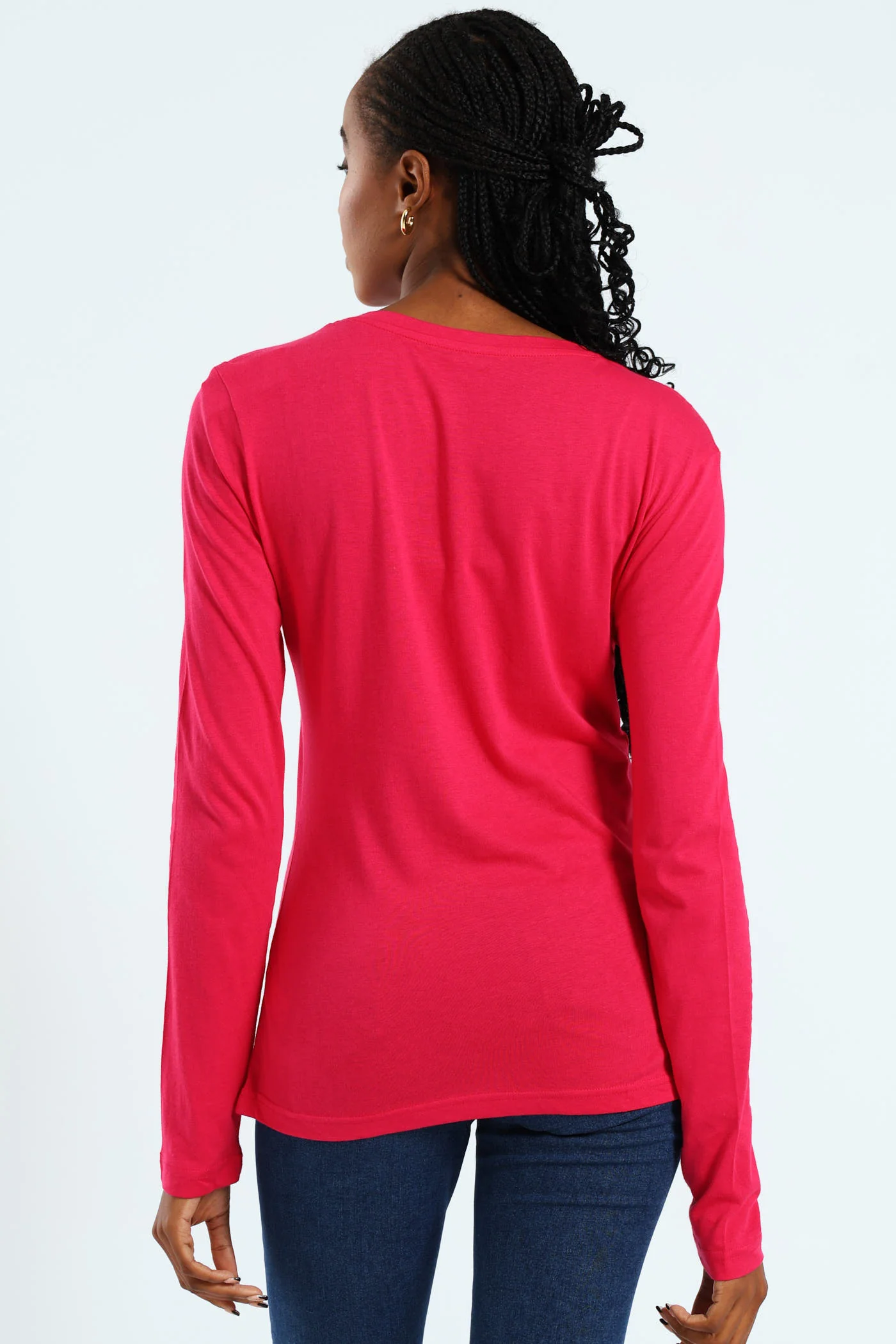 Long Sleeve Modal Crew Top - Magenta - Image 3