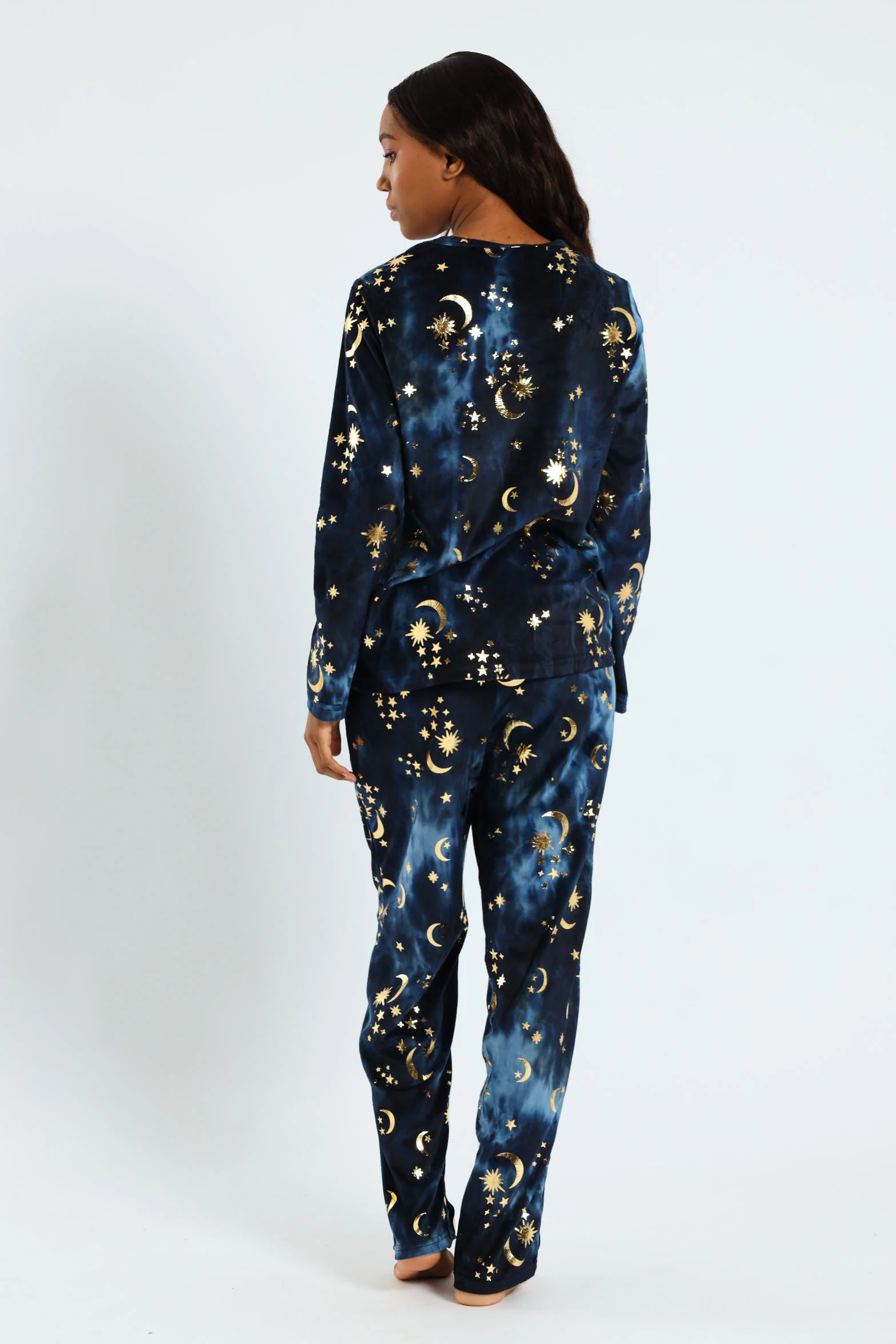 Long Sleeve Night Sky Velour Top & Pants Set - Navy - Image 4