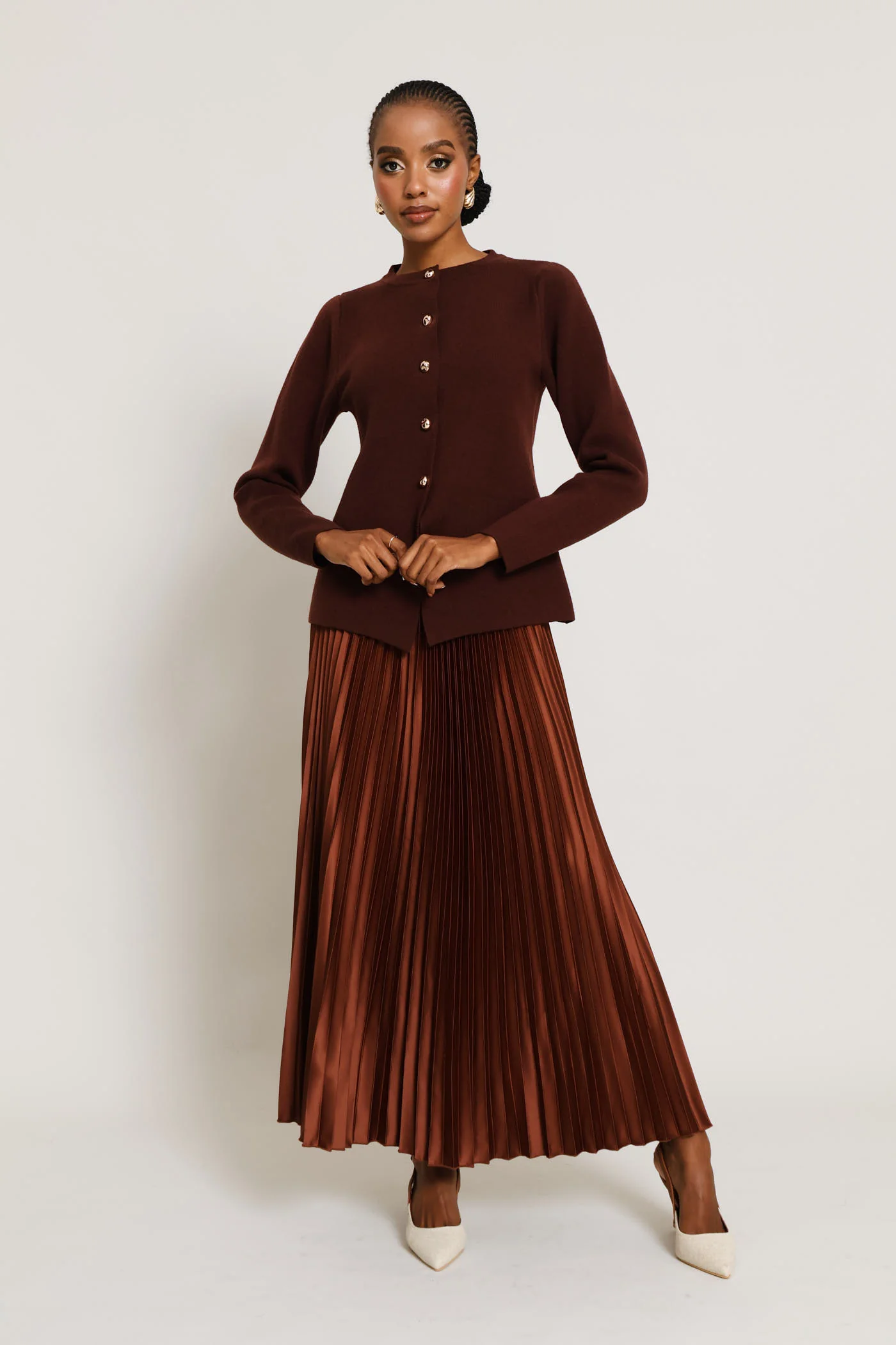 Long Sleeve Notch Hem Waistcoat - Copper - Image 5