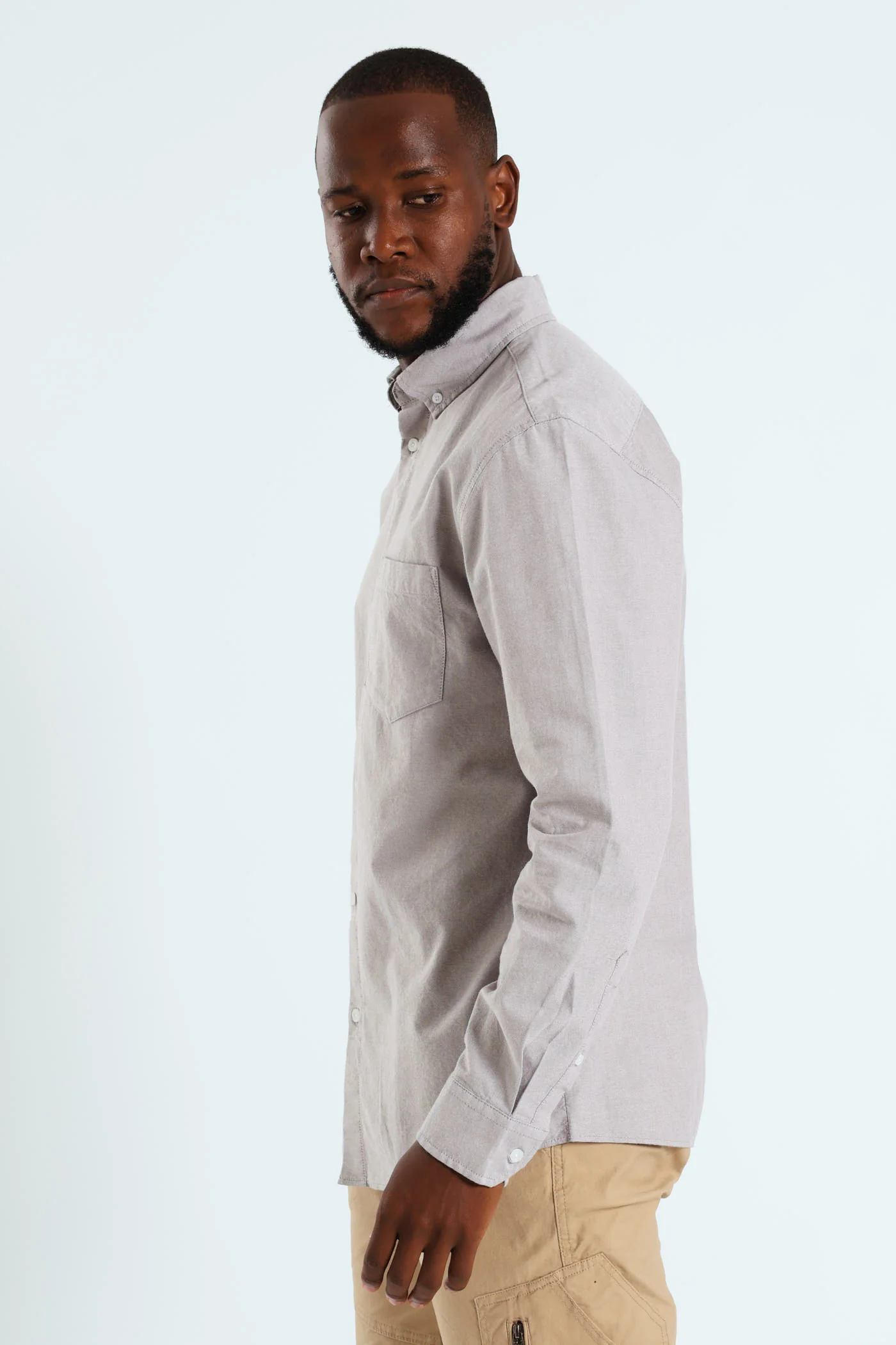 Long Sleeve Oxford Shirt - Light Brown - Image 5