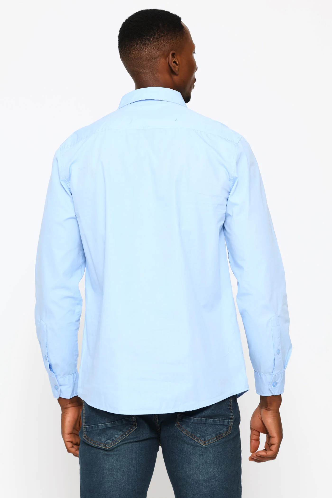 Long Sleeve Panel Poplin Shirt - Light Blue - Image 4