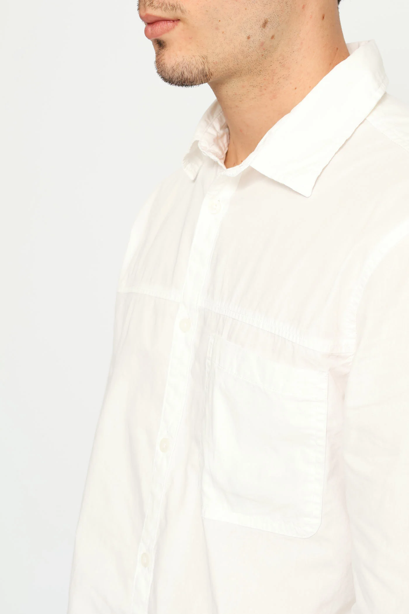 Long Sleeve Panel Poplin Shirt - White - Image 2