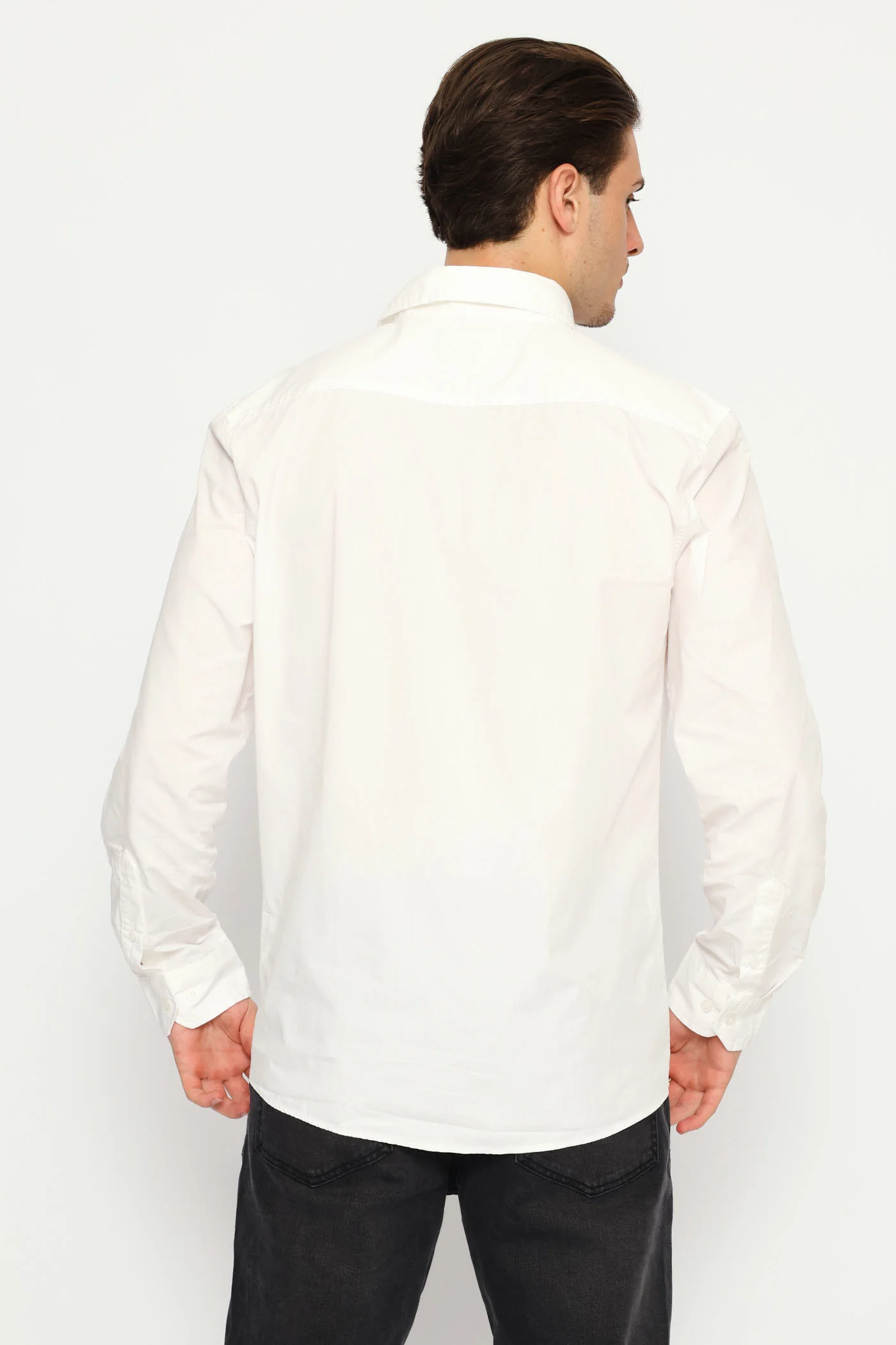 Long Sleeve Panel Poplin Shirt - White - Image 4