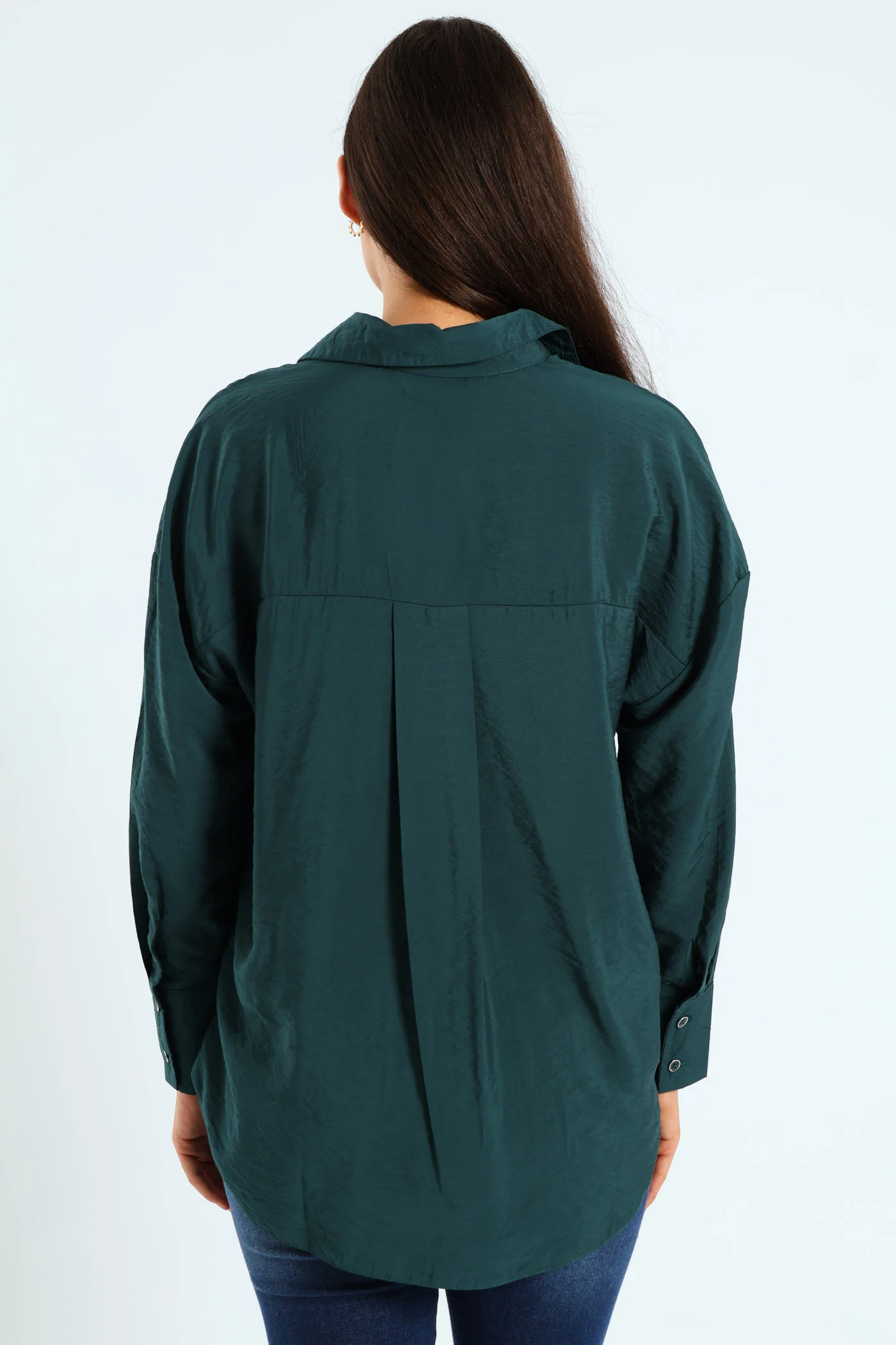 Long Sleeve Peach Finish Relaxed Shirt - Forest Green - Image 3