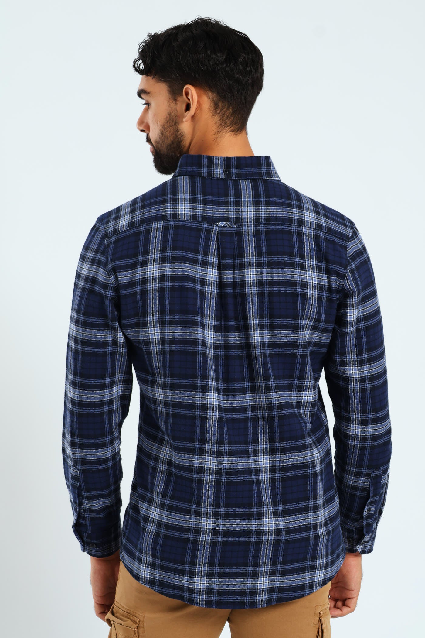 Long Sleeve Plaid Shirt - Navy - Image 2