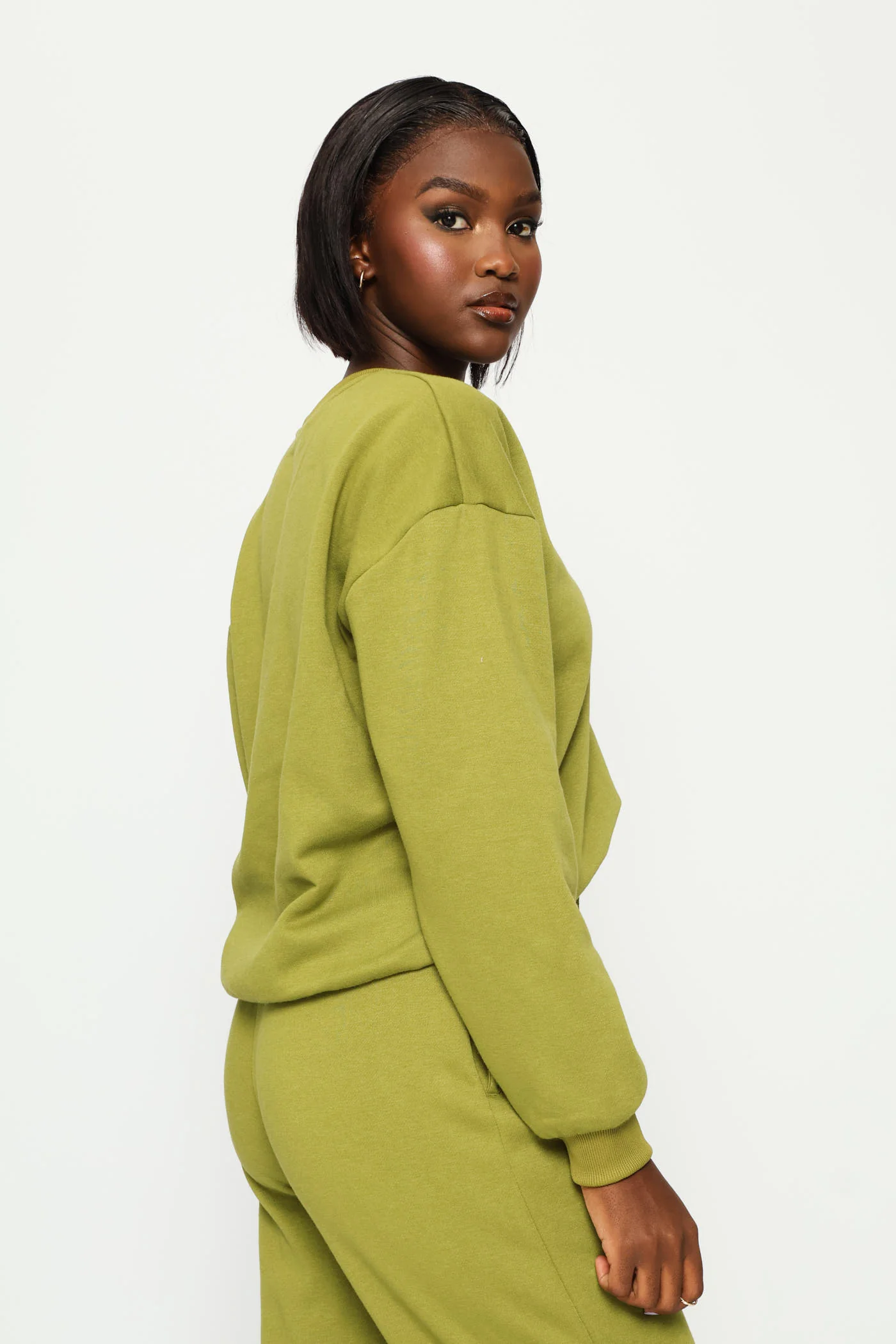 Long Sleeve Plain Pullover - Chartreuse - Image 4