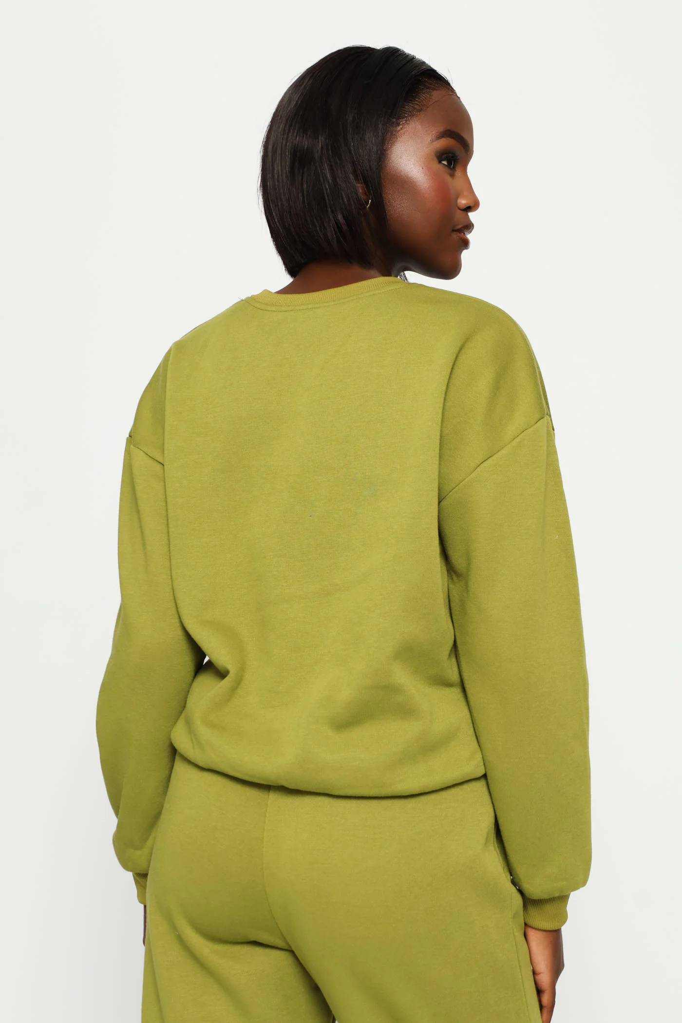 Long Sleeve Plain Pullover - Chartreuse - Image 5