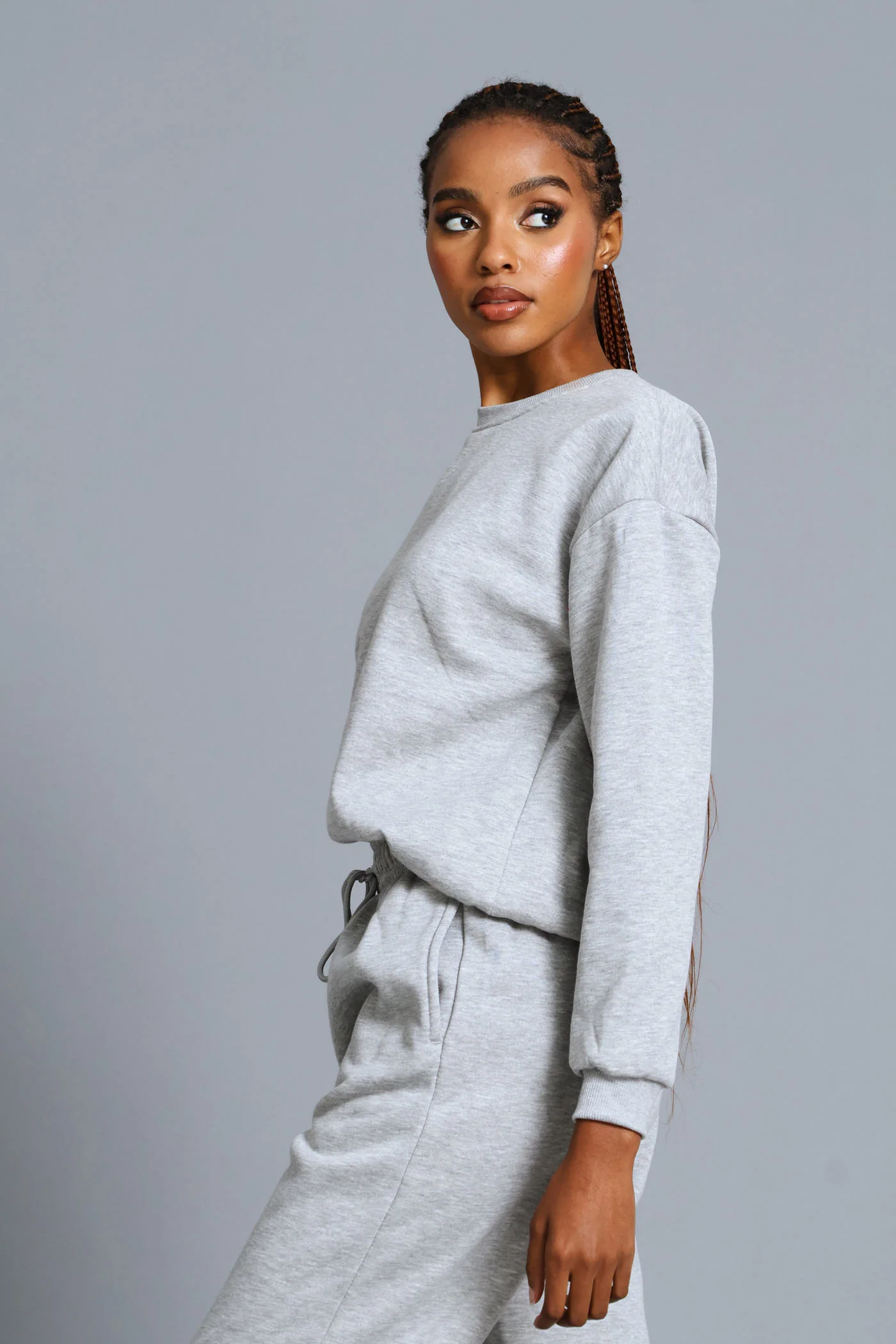 Long Sleeve Plain Pullover - Grey Melange - Image 4