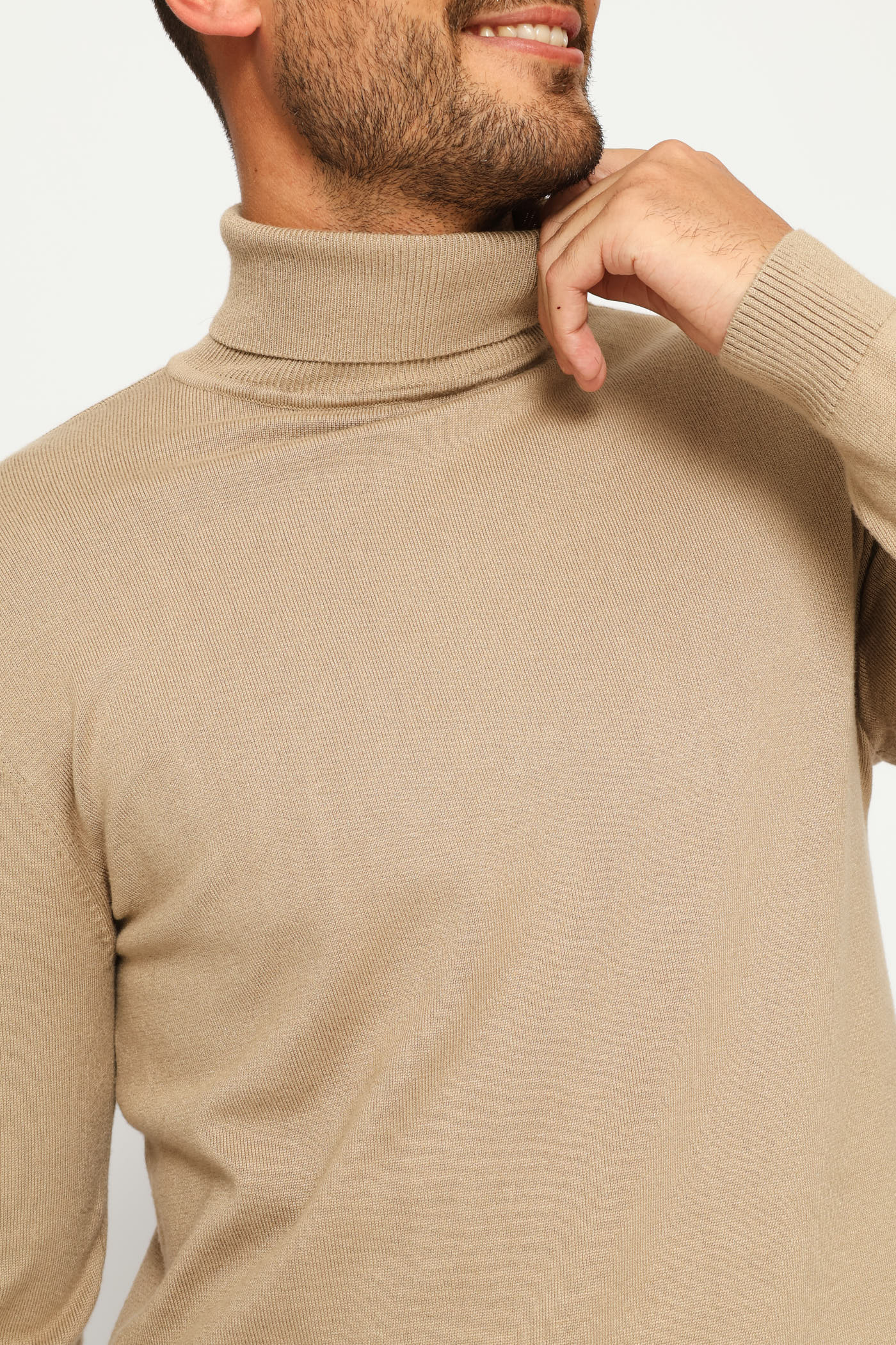 Long Sleeve Poloneck - Taupe - Image 2