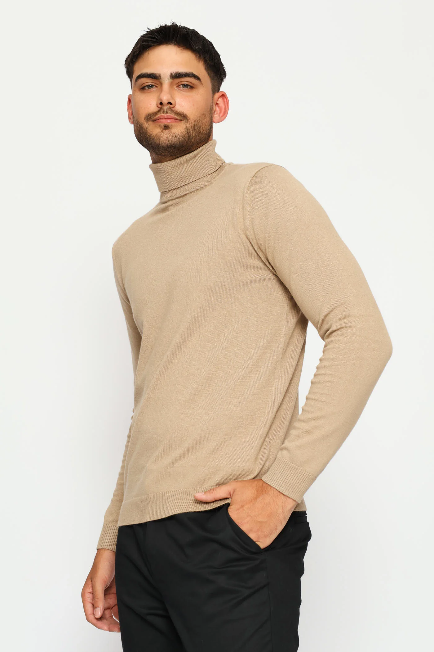 Long Sleeve Poloneck - Taupe - Image 3