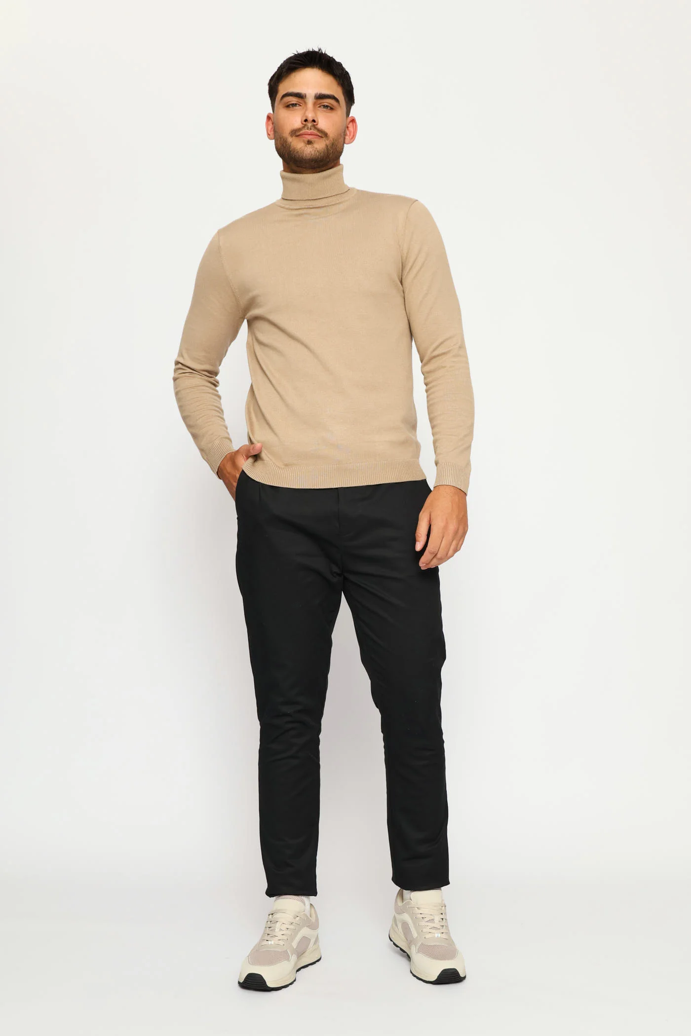 Long Sleeve Poloneck - Taupe - Image 5