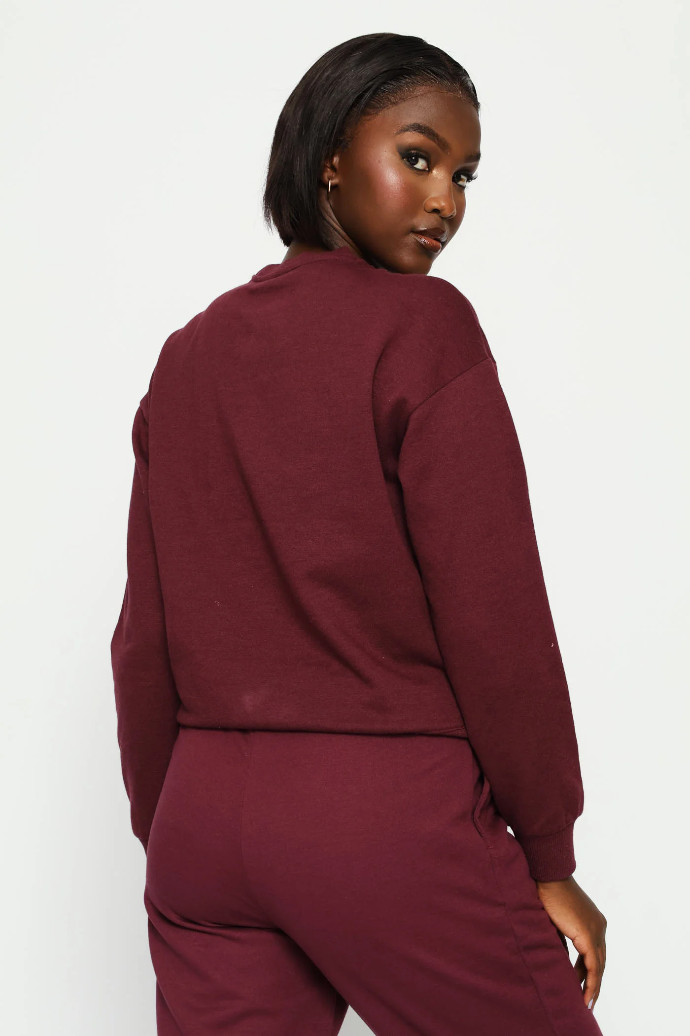 Long Sleeve Print Screen Pullover - Plum - Image 4