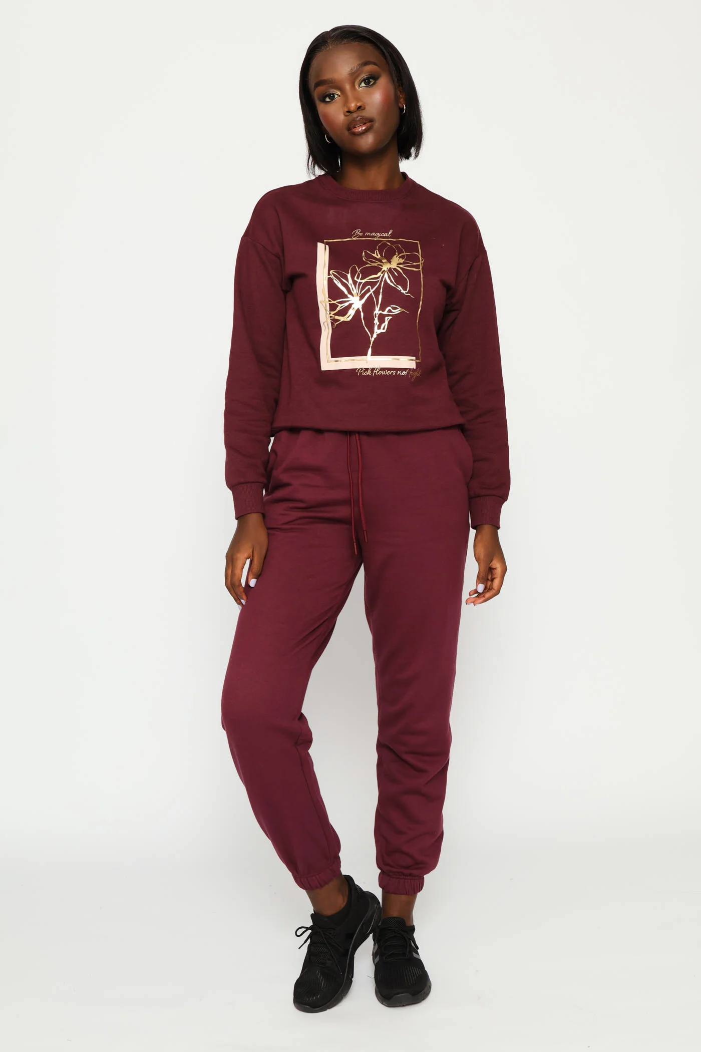 Long Sleeve Print Screen Pullover - Plum - Image 5