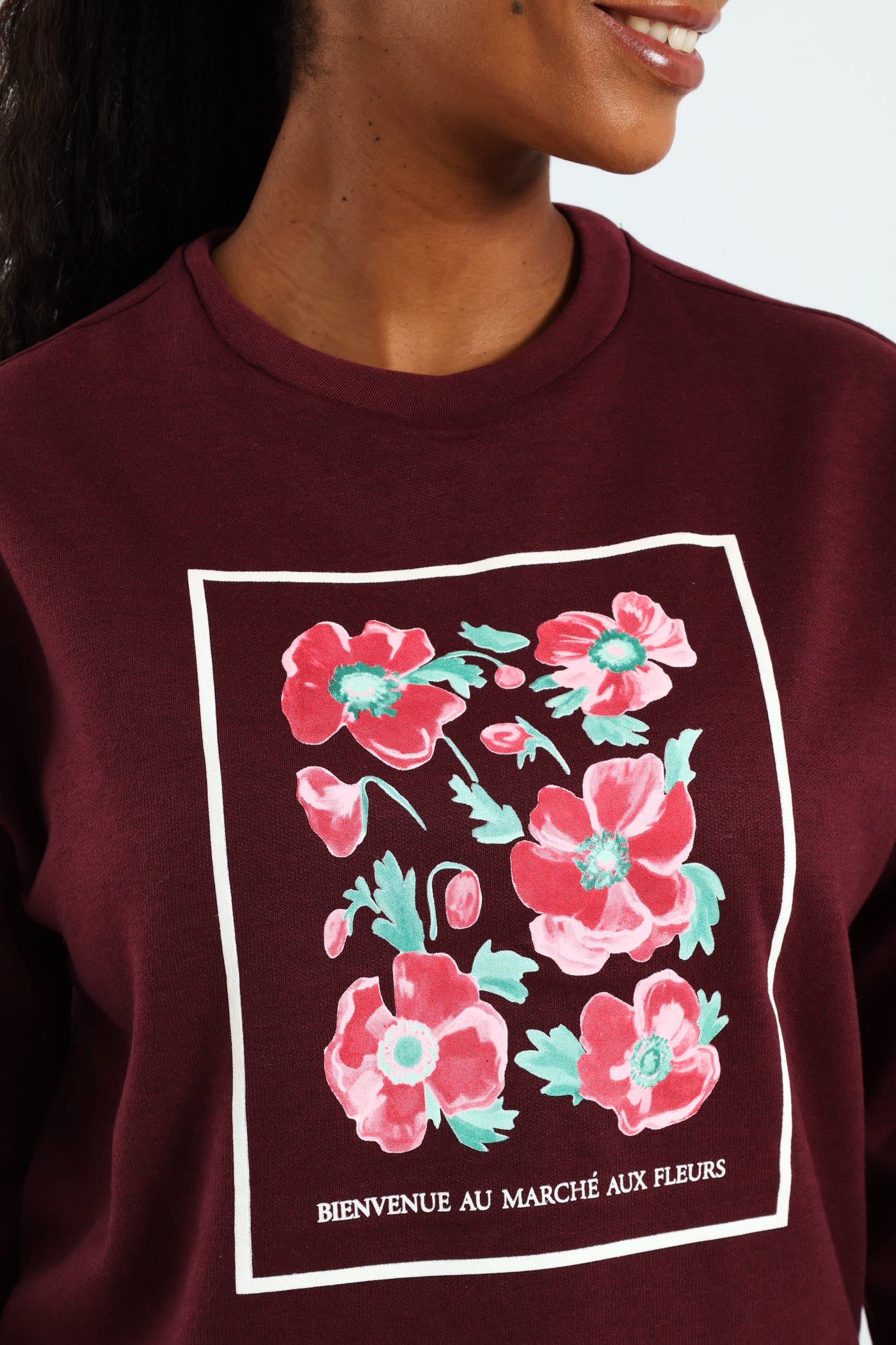 Long Sleeve Print Screen Pullover - Plum Noir - Image 2