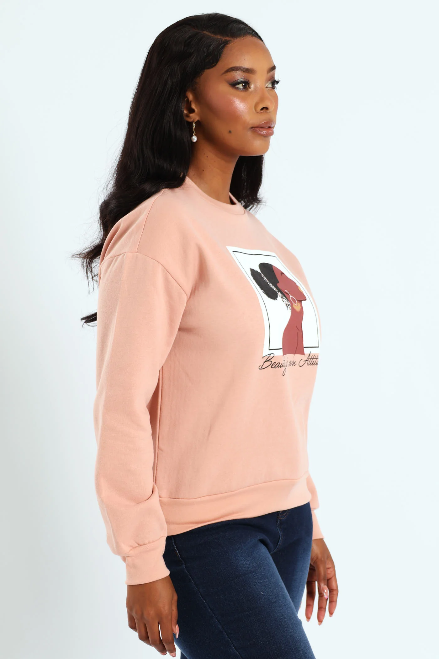 Long Sleeve Printed Screen Pullover - Blush - Image 4