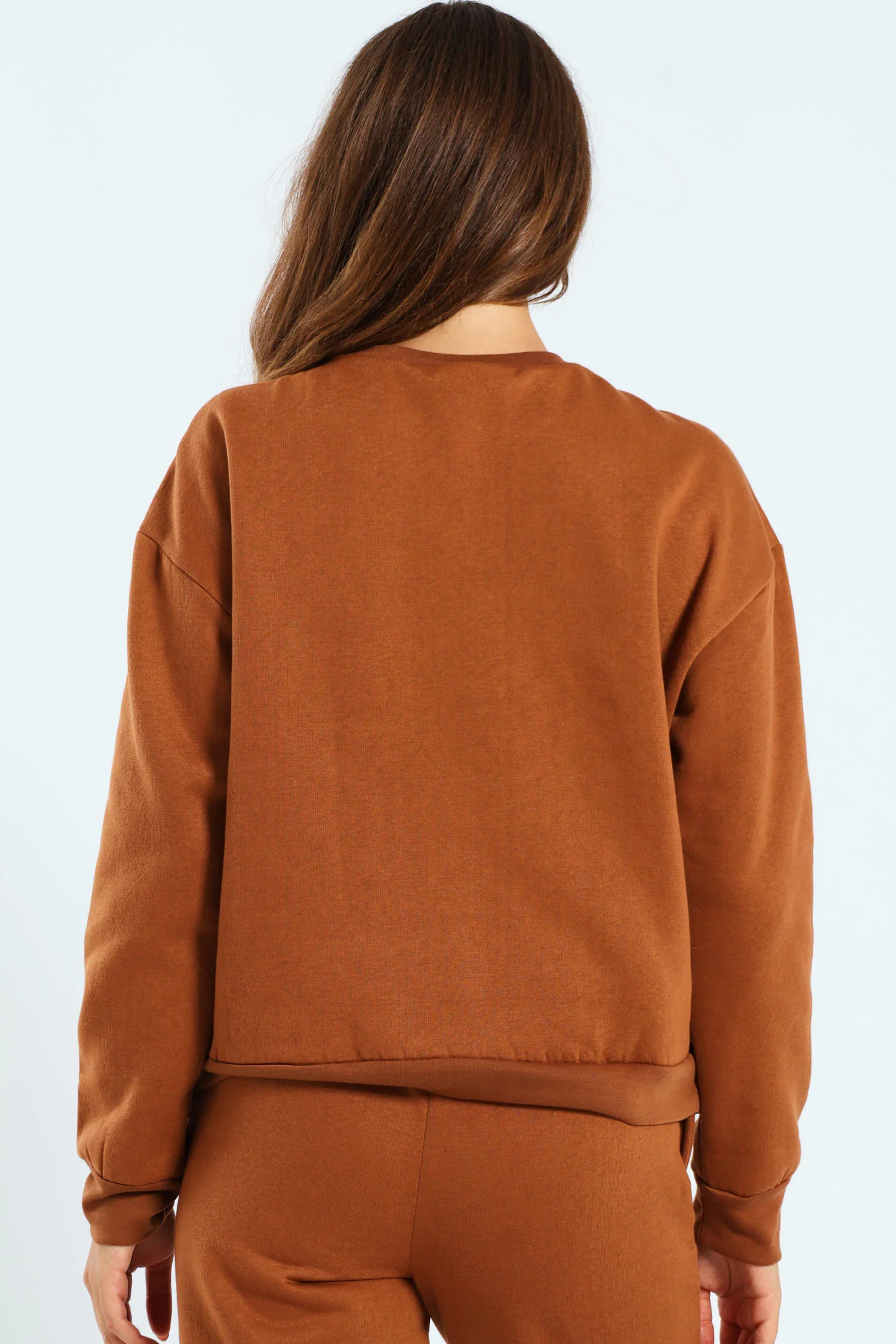 Long Sleeve Printed Screen Pullover - Caramel - Image 4