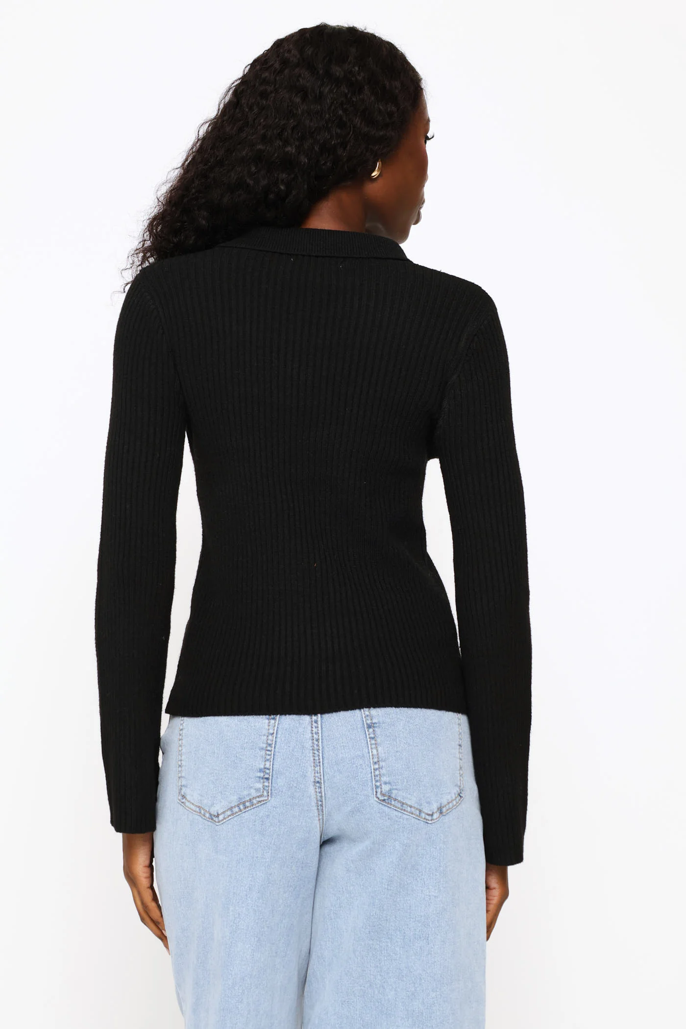 Long Sleeve Quarter Button Pullover - Black - Image 9