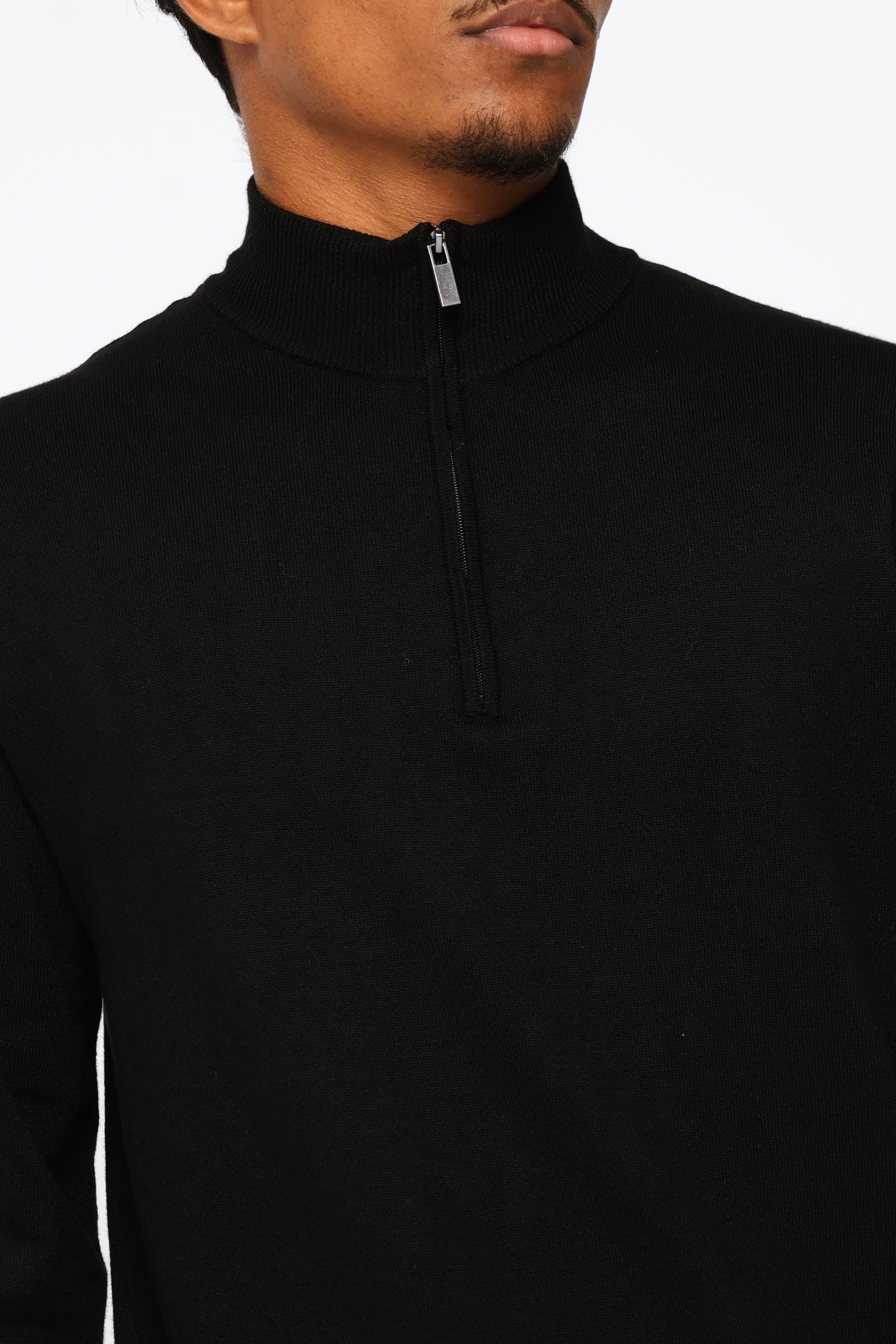Long Sleeve Quarter Zip Pullover - Black - Image 2