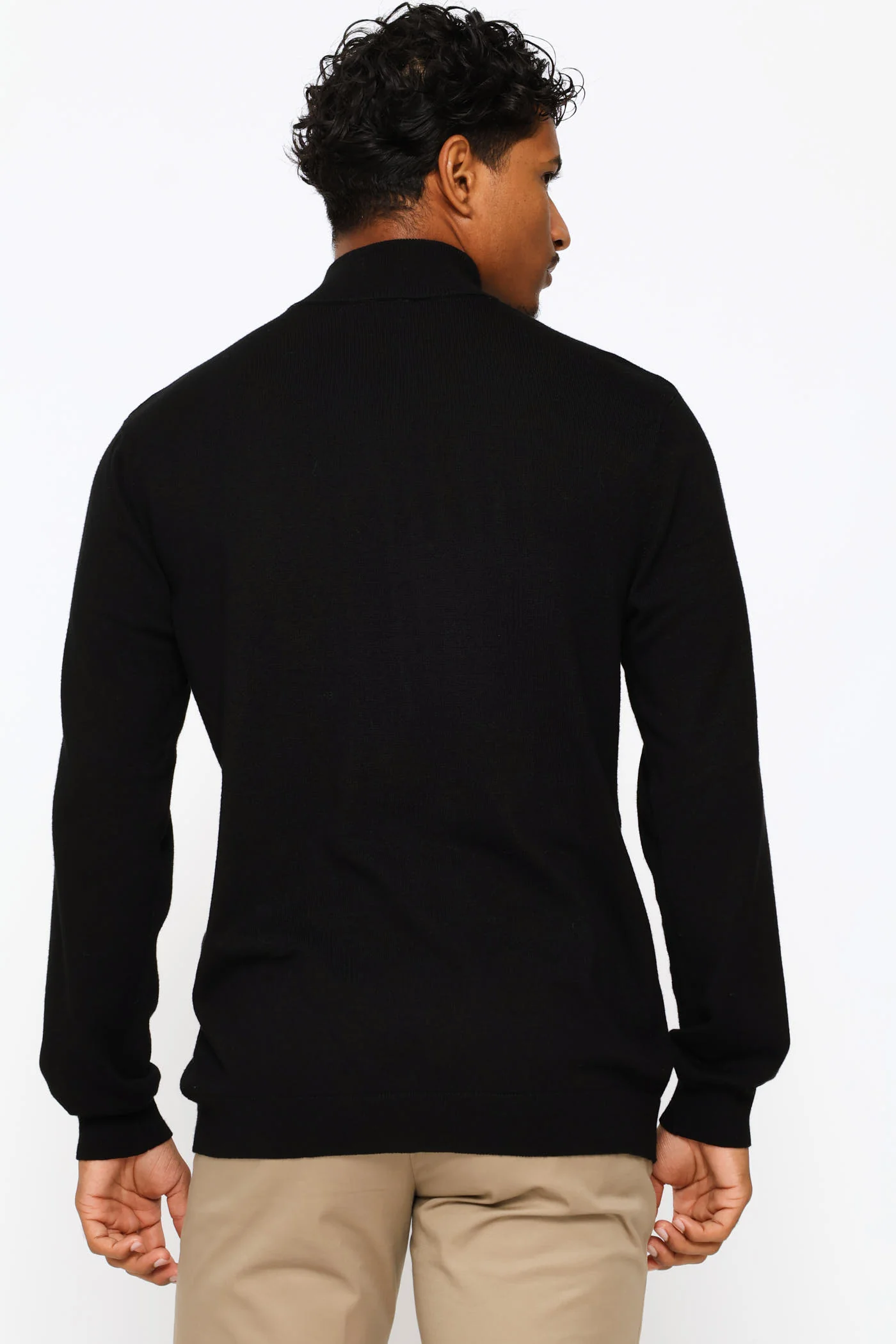Long Sleeve Quarter Zip Pullover - Black - Image 4