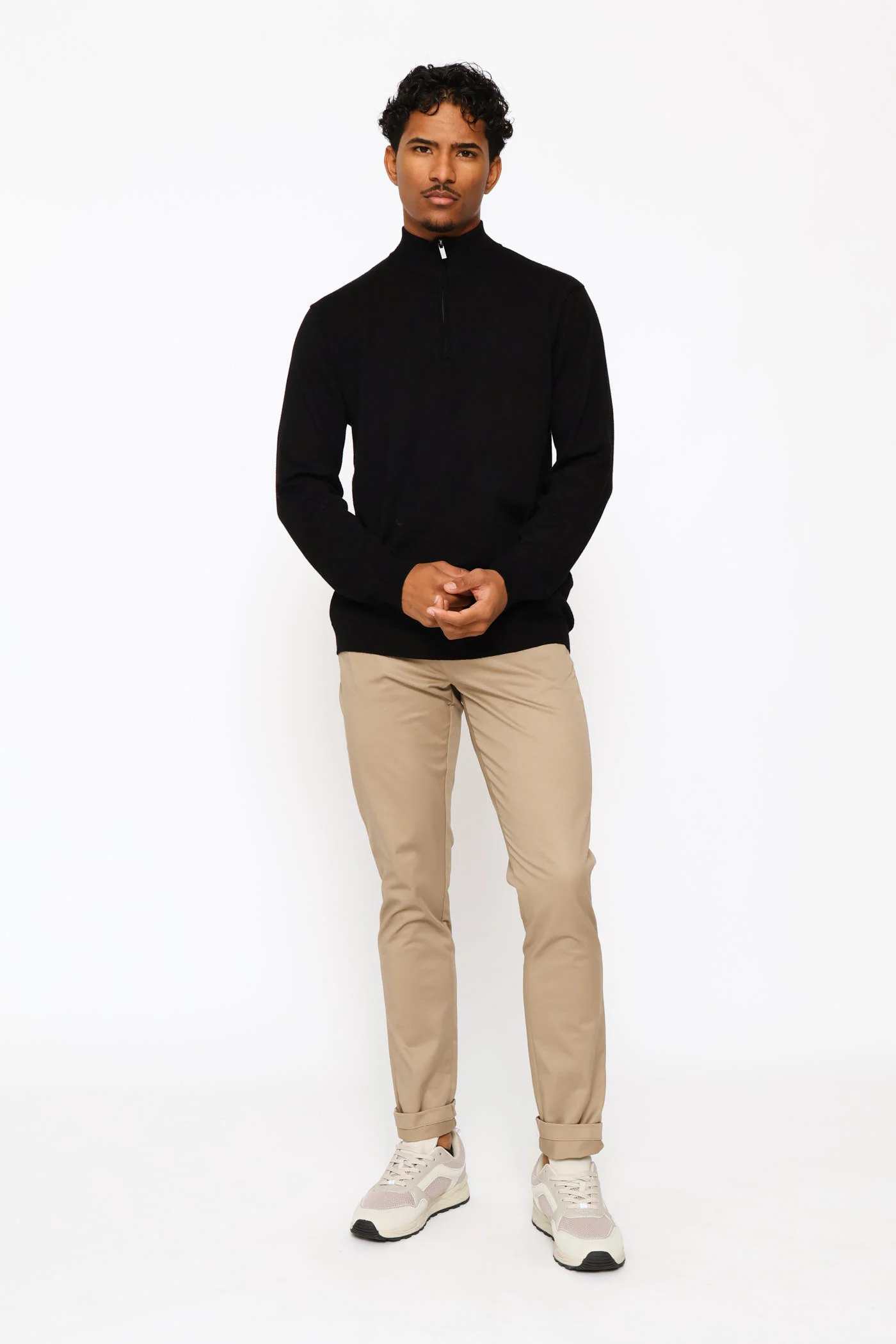 Long Sleeve Quarter Zip Pullover - Black - Image 5