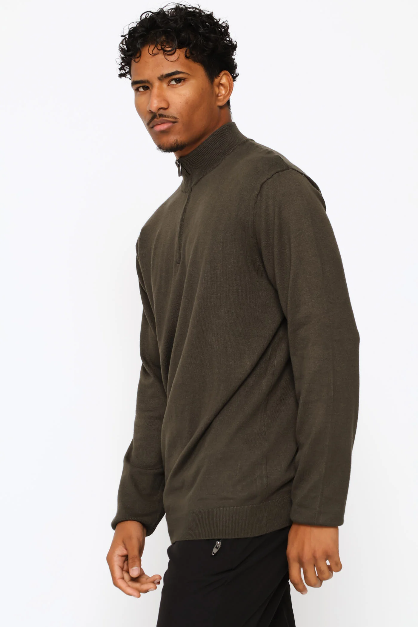 Long Sleeve Quarter Zip Pullover - Fatigue - Image 3