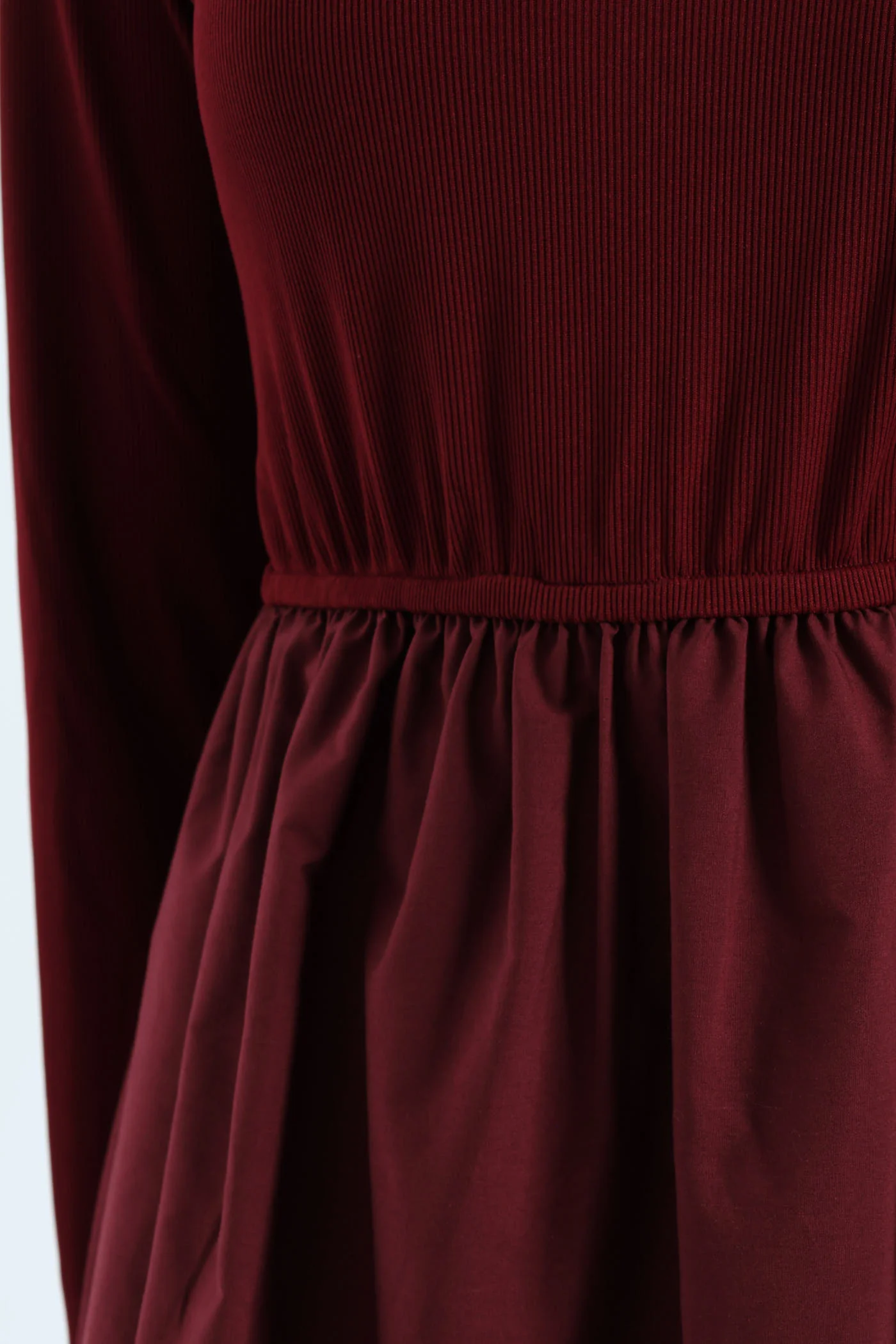 Long Sleeve Rib Combo Midi Dress - Image 3