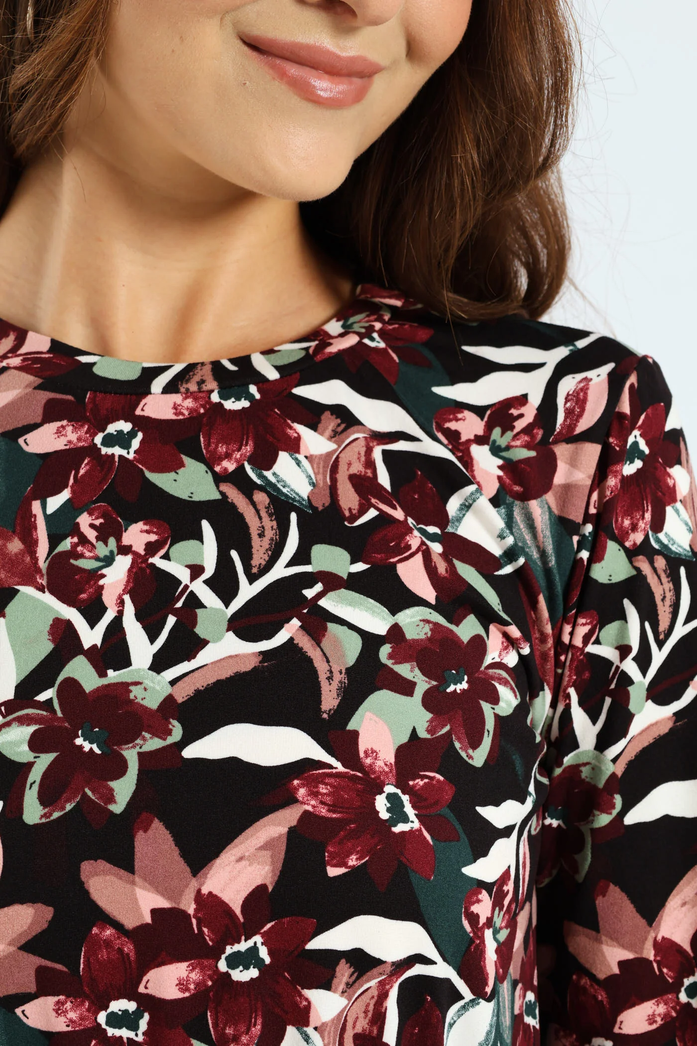 Long Sleeve Rib Combo Midi Dress - Image 2