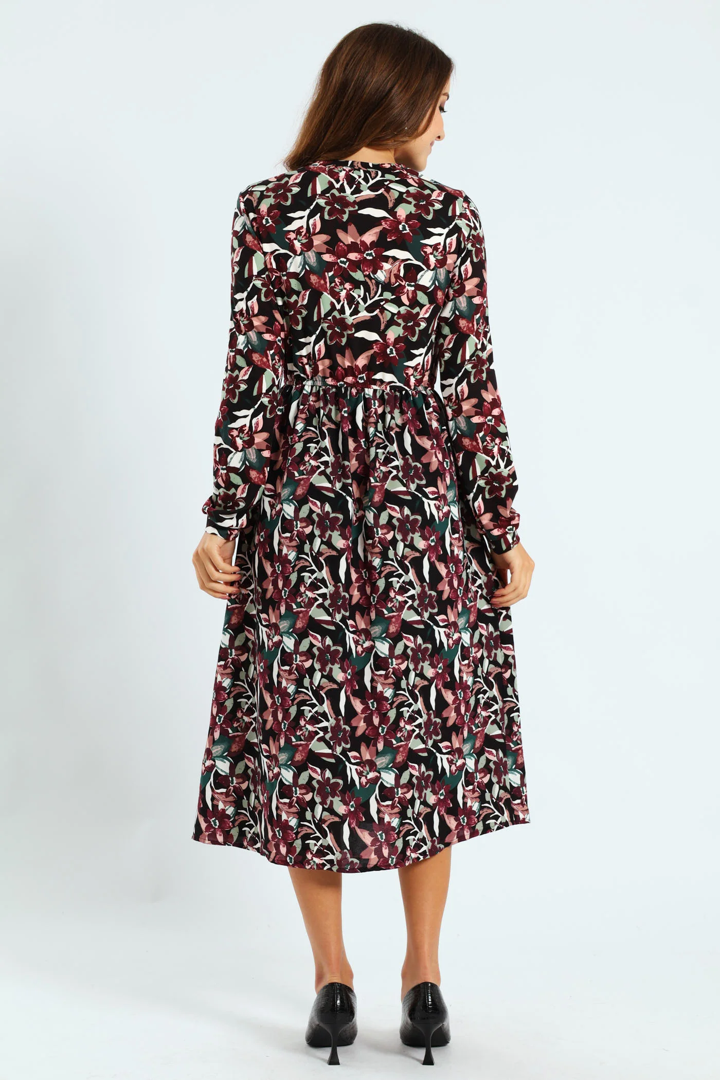 Long Sleeve Rib Combo Midi Dress - Image 4