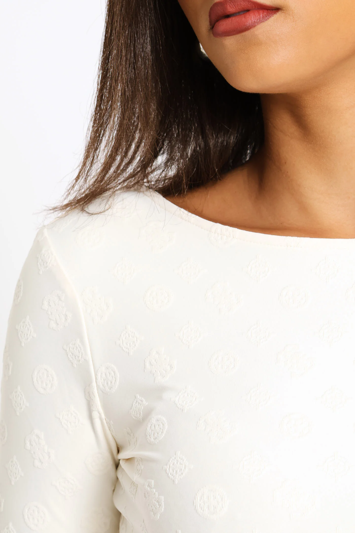 Long Sleeve Scoop Back Nadene Top - White - Image 5