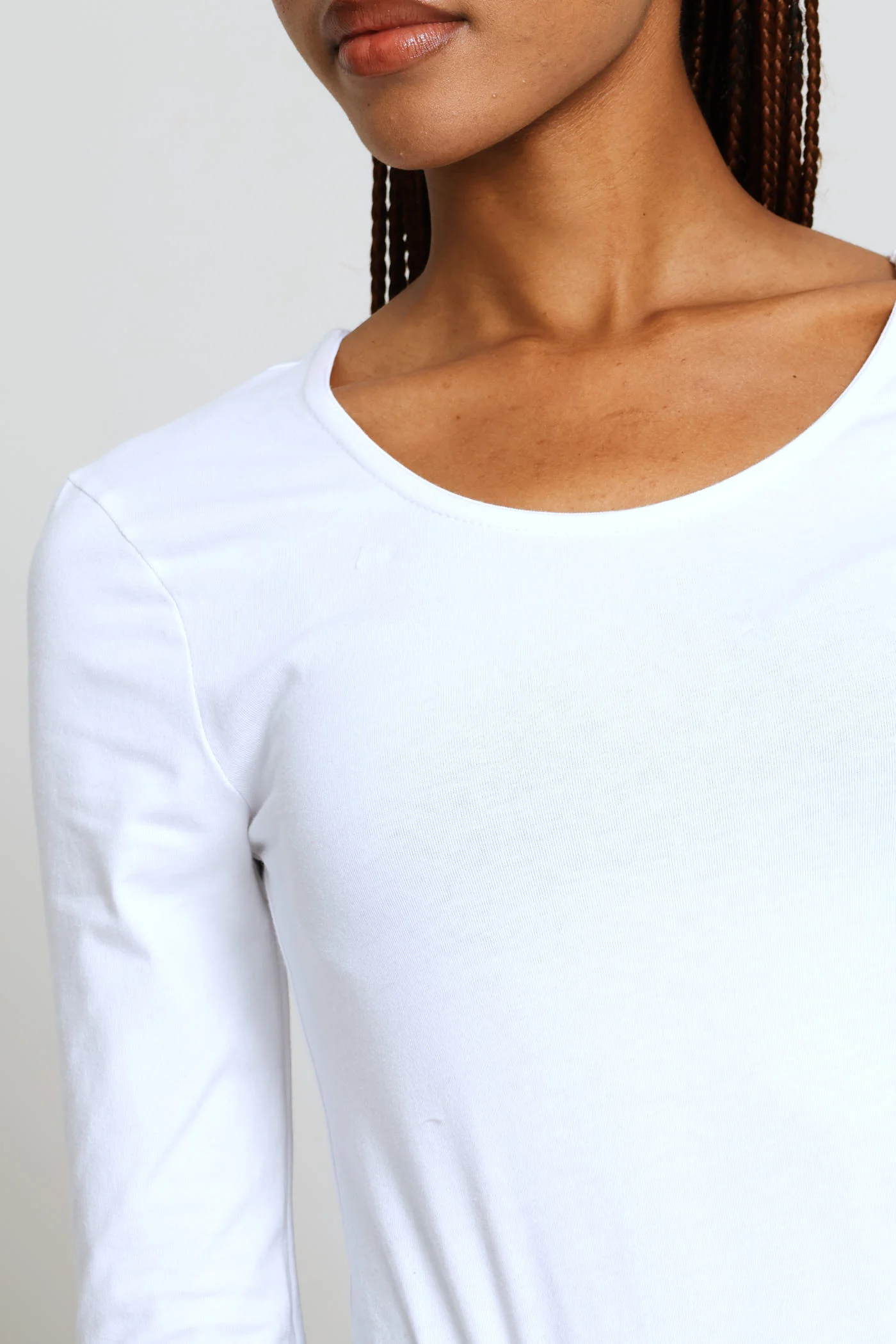 Long Sleeve Scoop Neck Bodysuit - White - Image 2