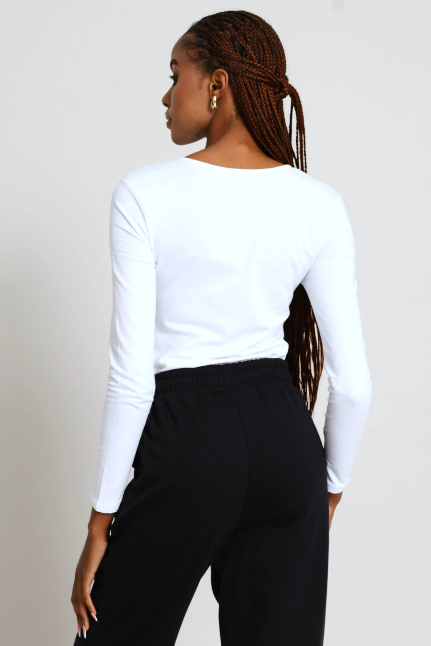 Long Sleeve Scoop Neck Bodysuit - White - Image 4