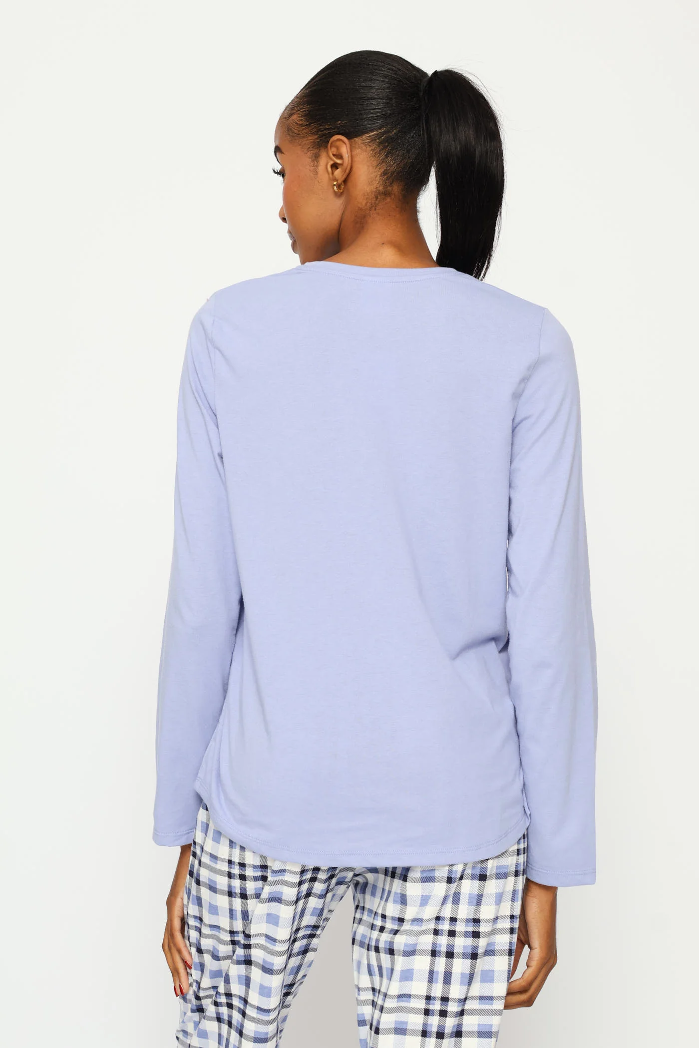 Long Sleeve Screen Foil Knit Tee - Purple - Image 4