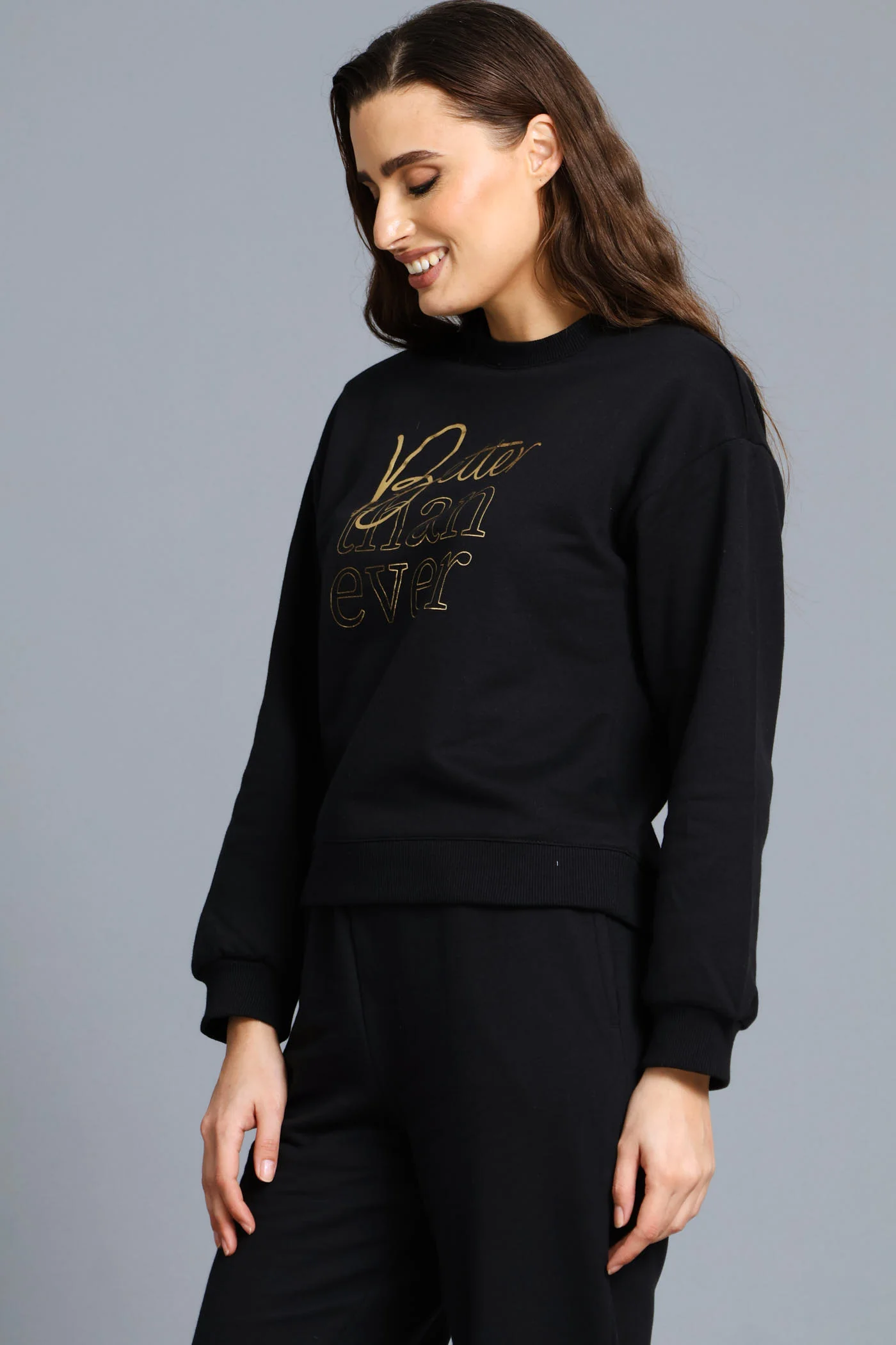 Long Sleeve Screen Print Pullover - Black/Black - Image 3