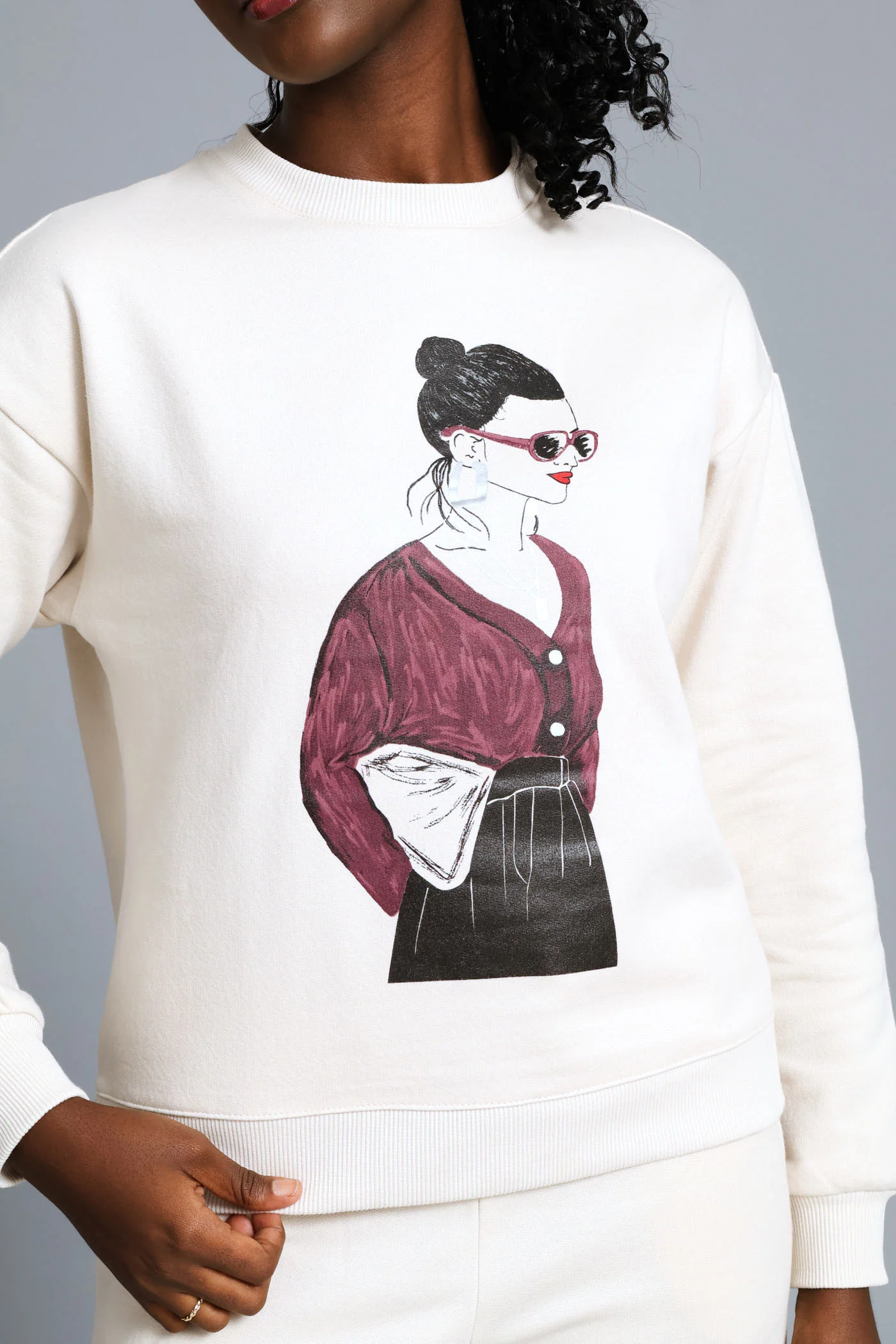 Long Sleeve Screen Print Pullover - Light Stone - Image 2