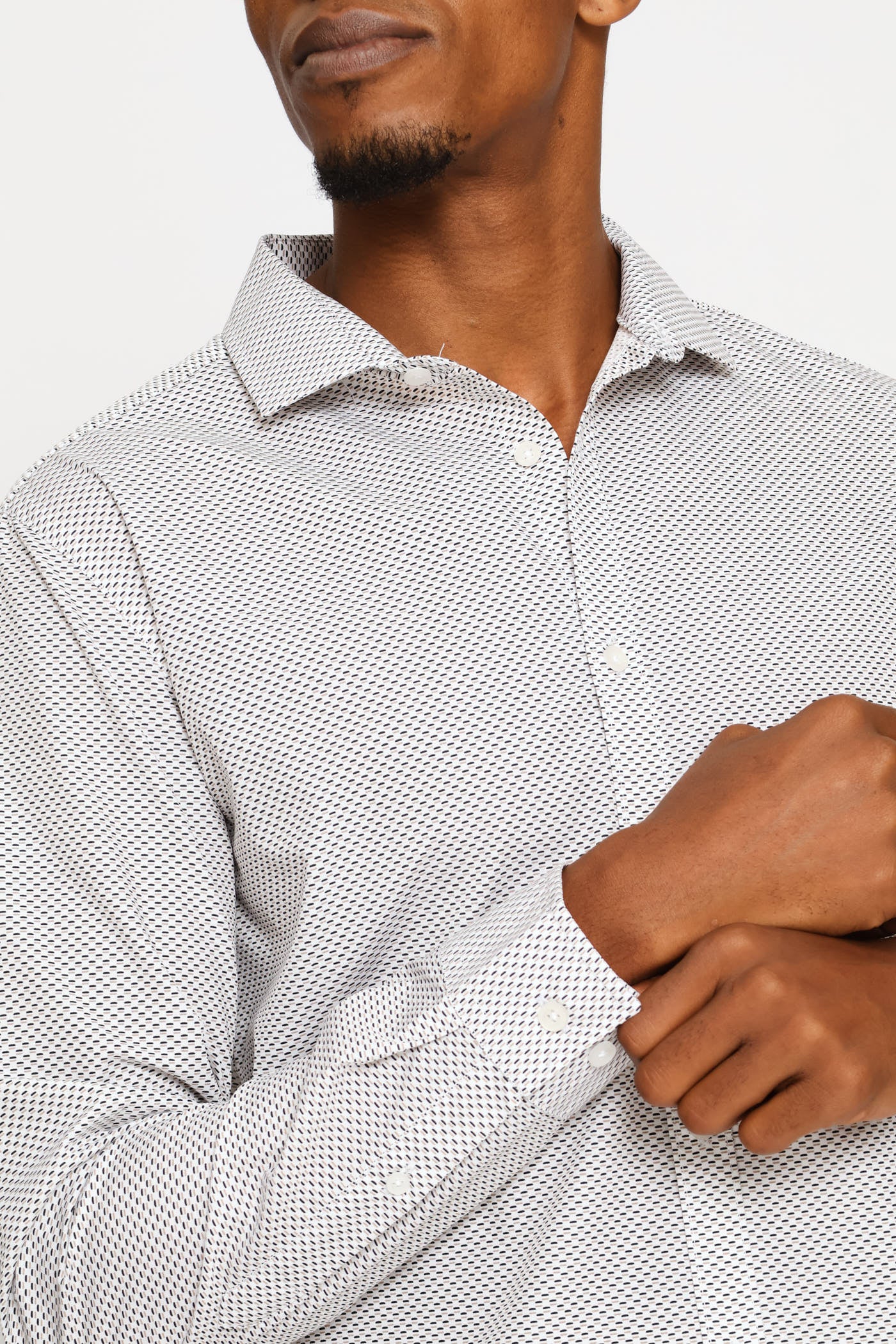 Long Sleeve Slim Abstract Spot Print Shirt - Multi - Image 2