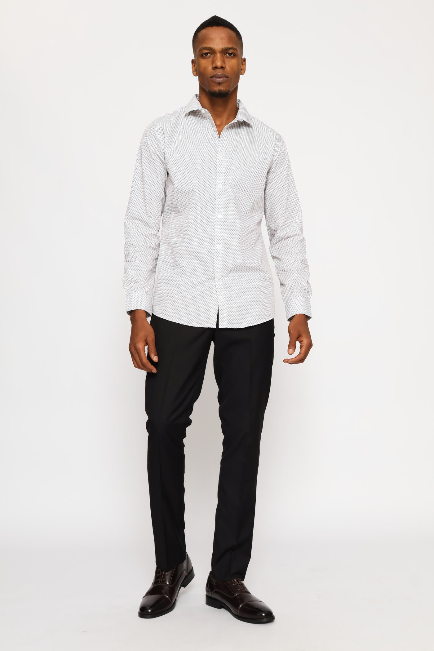 Long Sleeve Slim Abstract Spot Print Shirt - Multi - Image 3