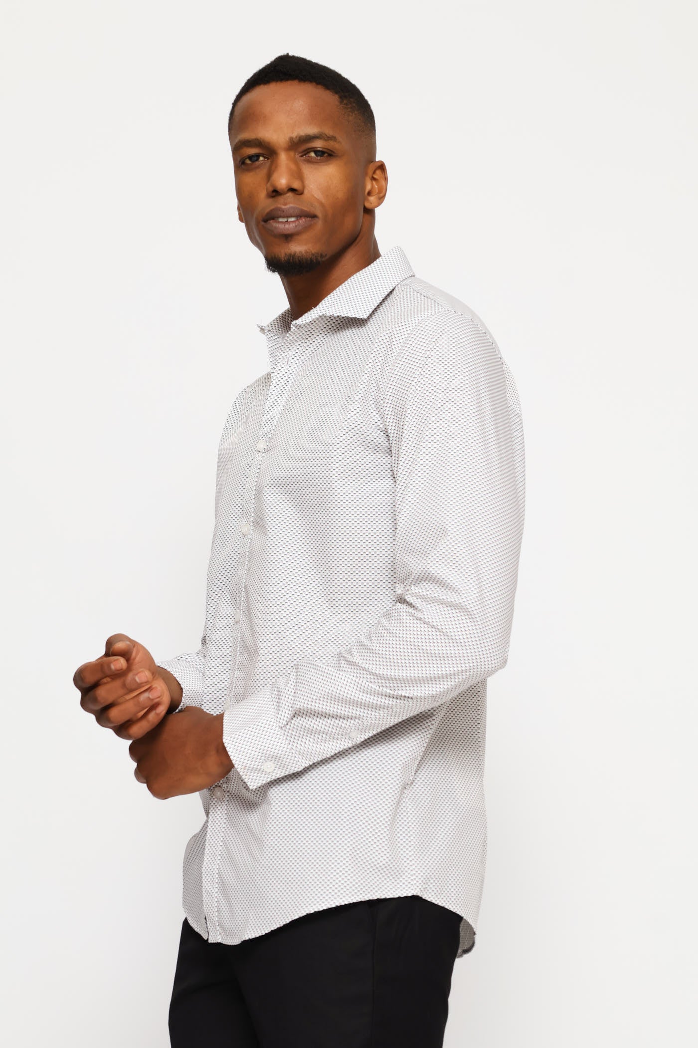 Long Sleeve Slim Abstract Spot Print Shirt - Multi - Image 4