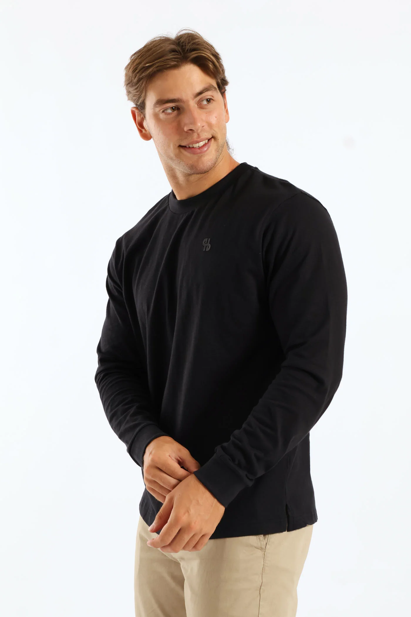 Long Sleeve Slub Crew Tee - Black - Image 4