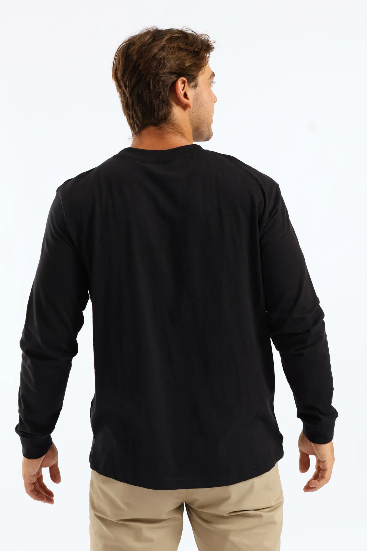 Long Sleeve Slub Crew Tee - Black - Image 5