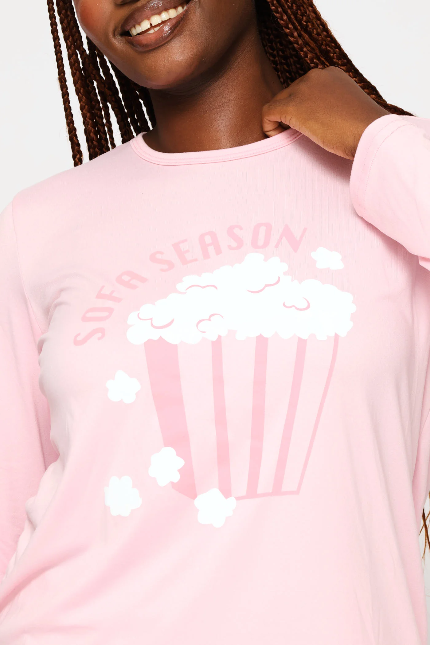 Long Sleeve Soft Touch Popcorn Top & Pant Set - Pink - Image 2