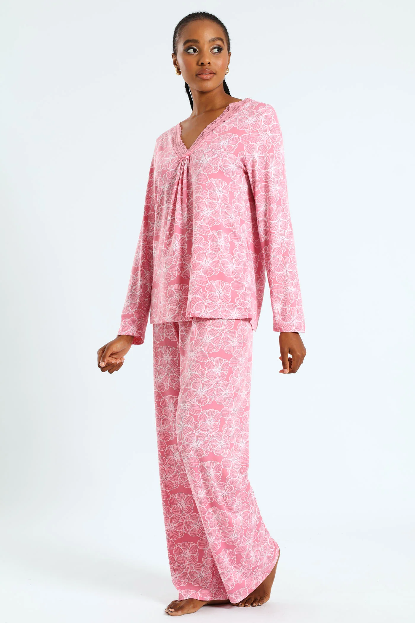Long Sleeve Soft Touch Top & Pant Set - Pink - Image 2