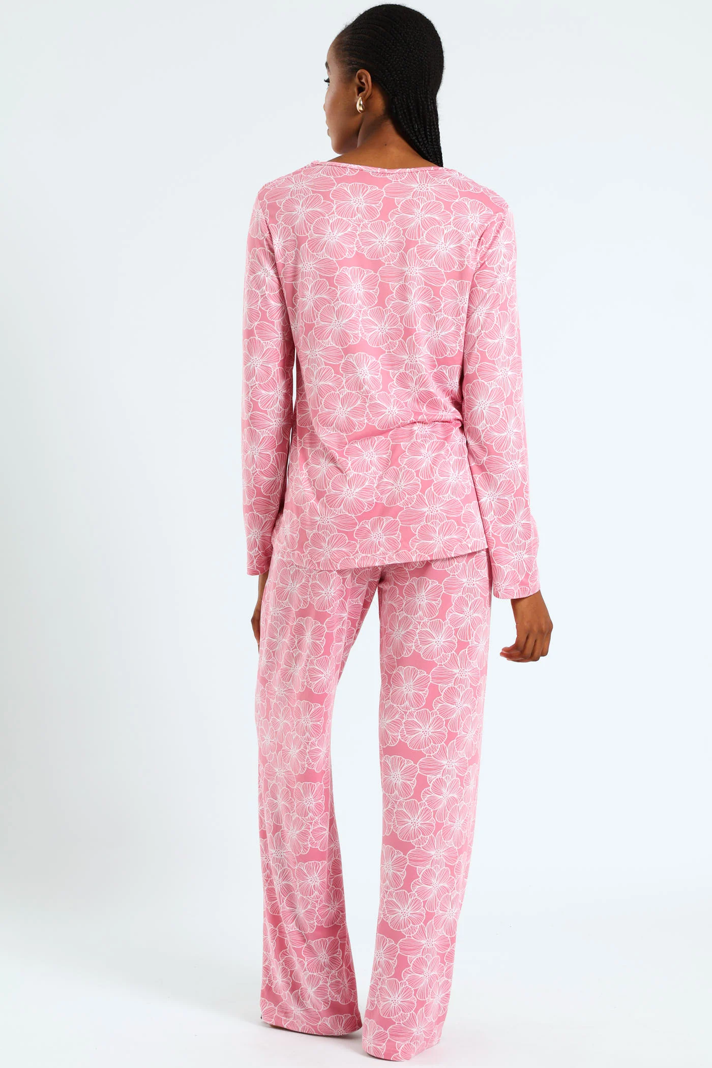 Long Sleeve Soft Touch Top & Pant Set - Pink - Image 3