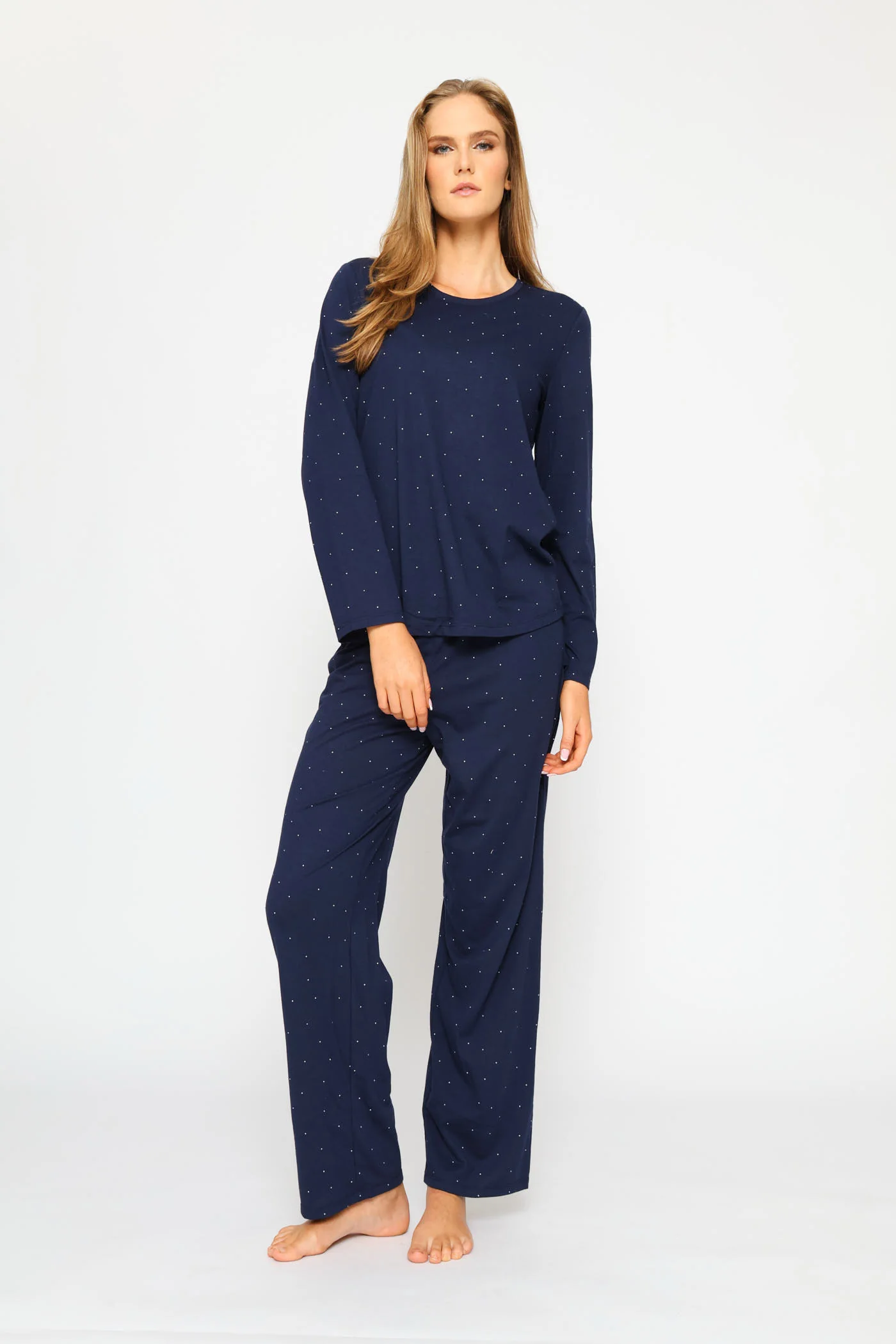 Long Sleeve Spot Knit Tee - Navy - Image 6