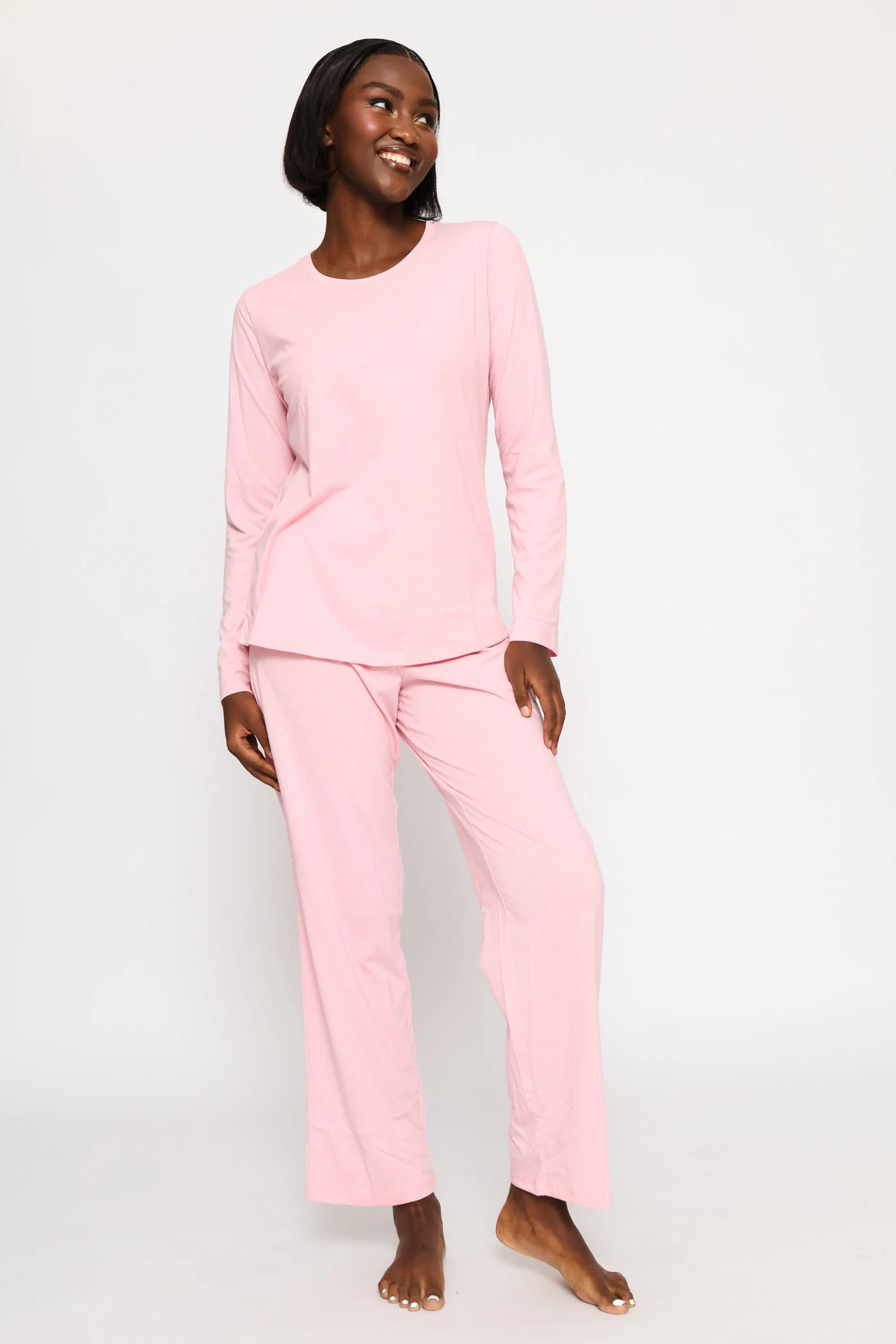 Long Sleeve Spot Knit Tee - Pink - Image 5