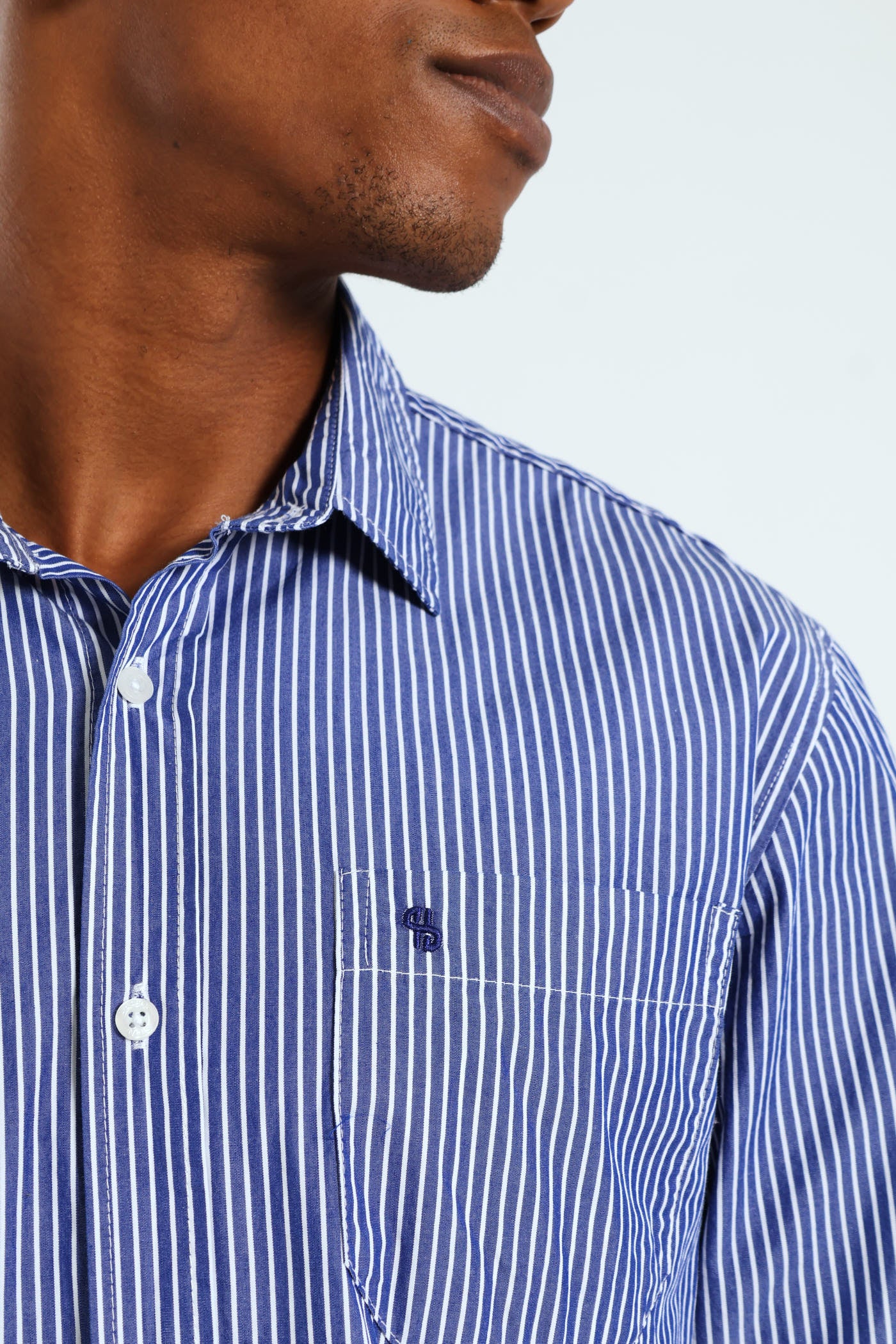 Long Sleeve Stripe Shirt - Blue/White - Image 2